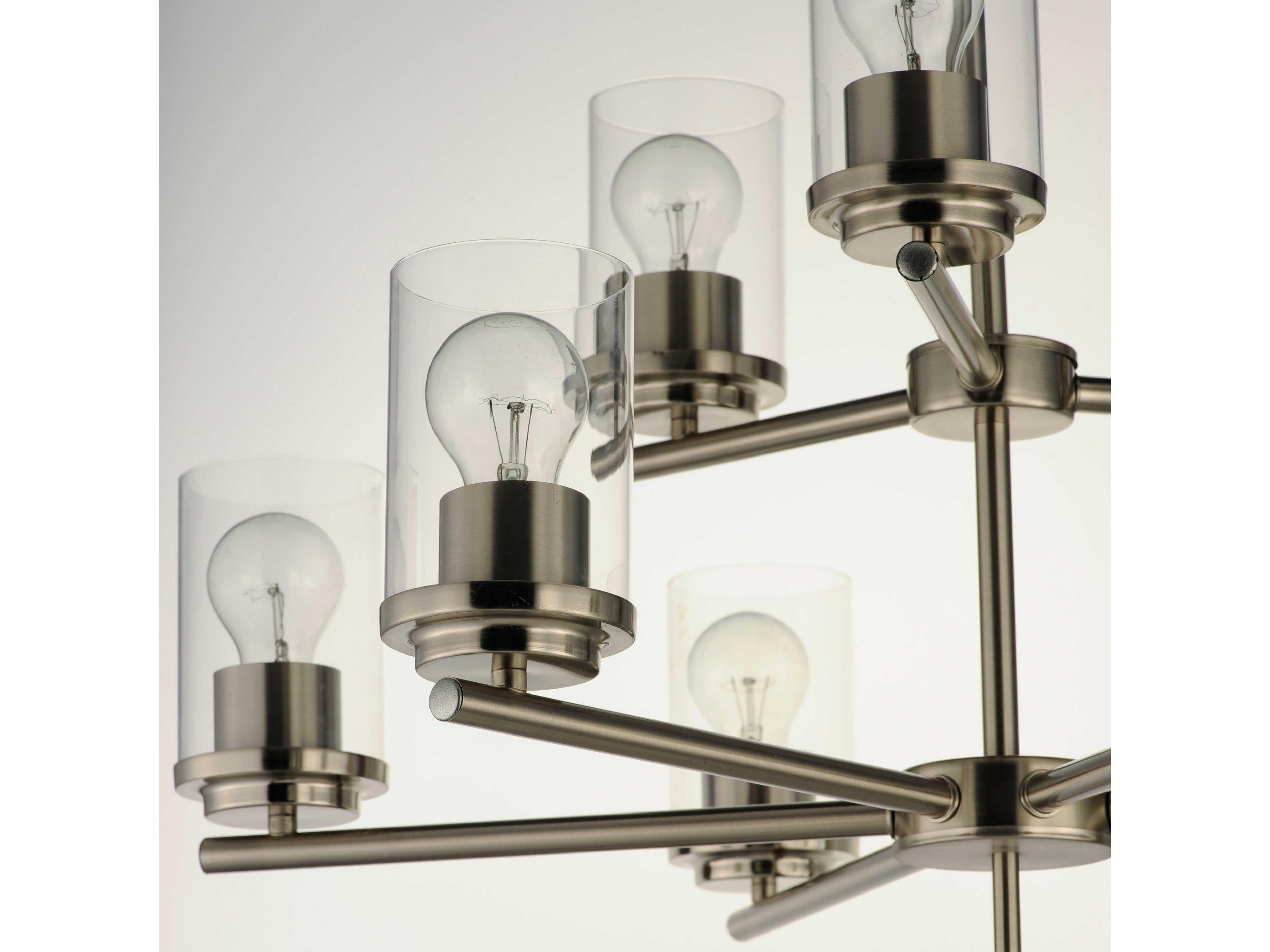 Maxim Lighting Corona 9-Light Satin Nickel Glass Cylinder Chandelier