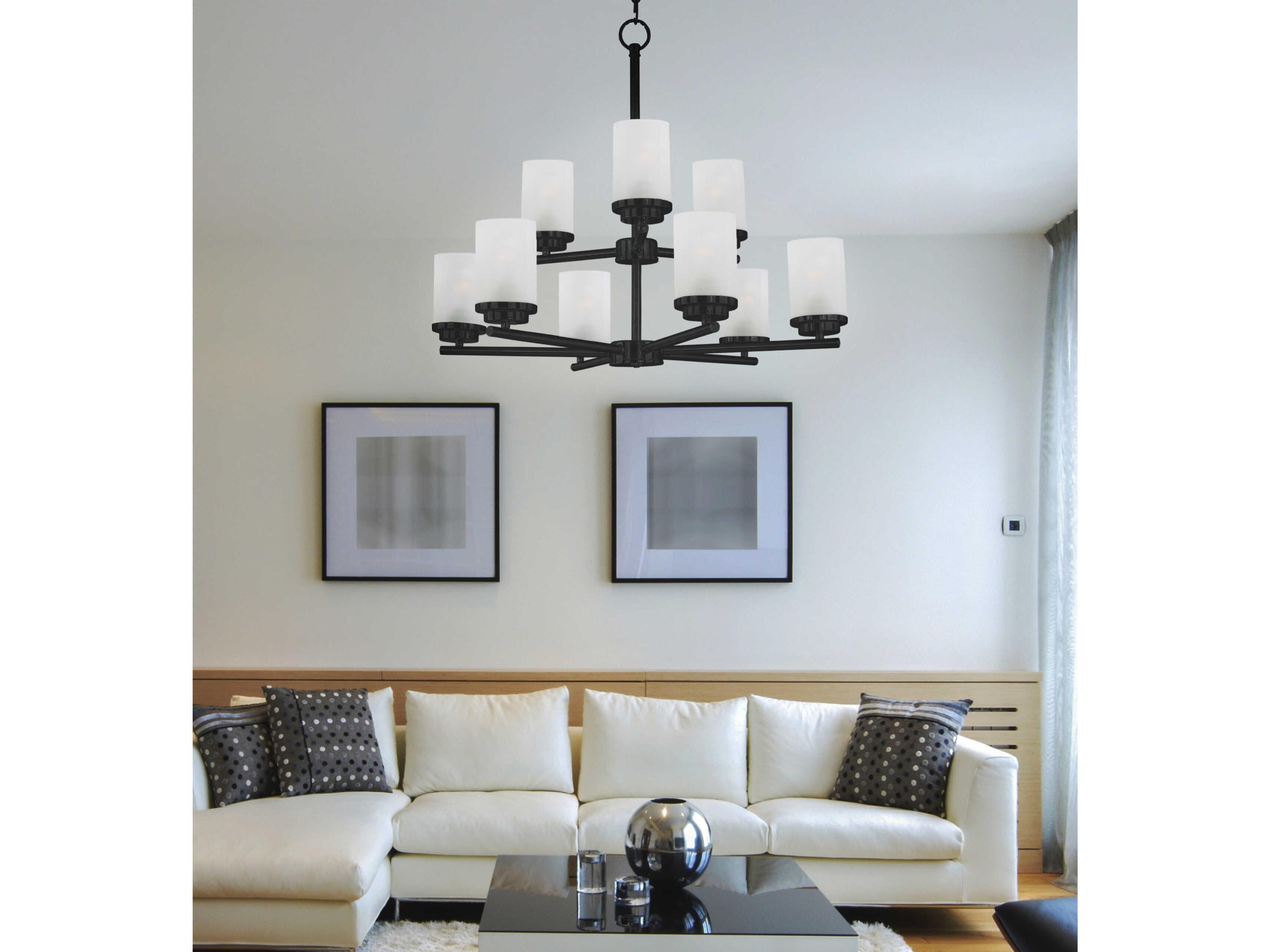 Maxim Lighting Corona 9-Light Black Glass Cylinder Chandelier