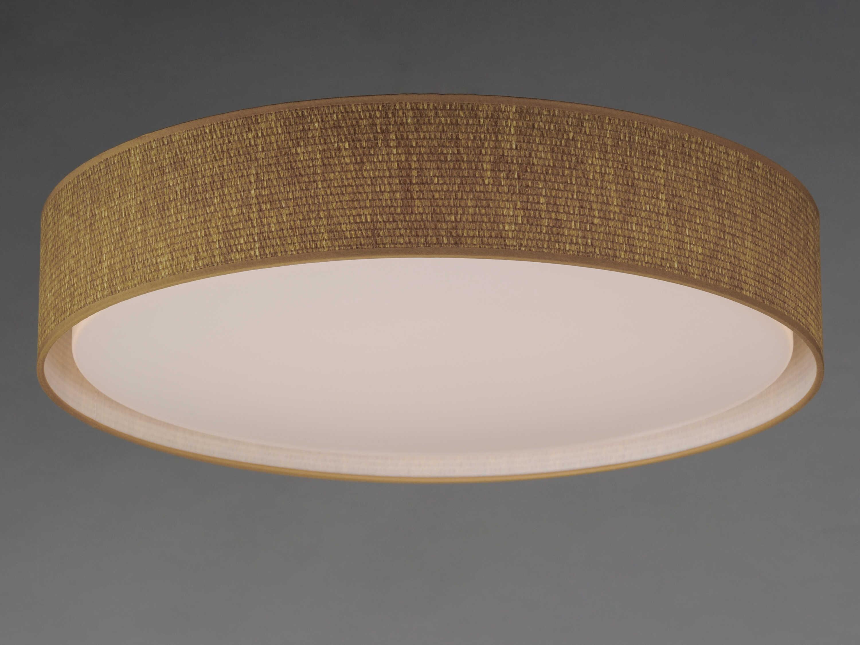 Maxim Lighting Prime 1-Light Grasscloth Brown LED Drum Flush Mount