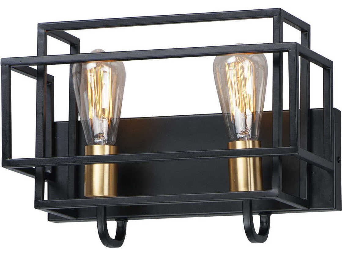 Maxim Lighting Liner 2-Light Black Satin Brass Vanity Light