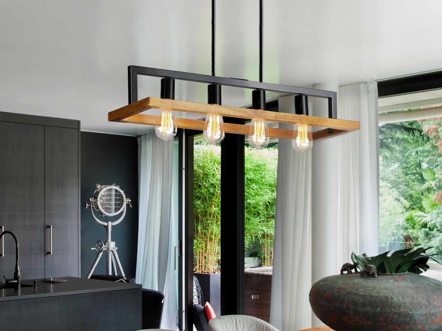 Maxim Lighting Black Forest 4-Light Ashbury Wood Island Pendant