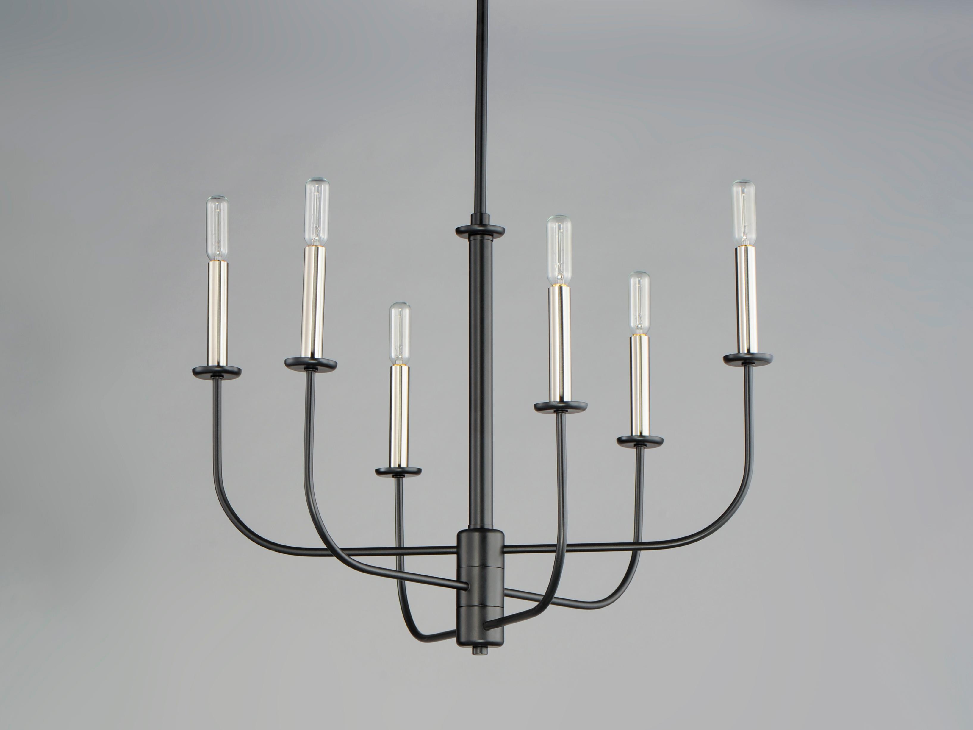 Maxim Lighting Wesley 6-Light Black Satin Nickel Candelabra Chandelier