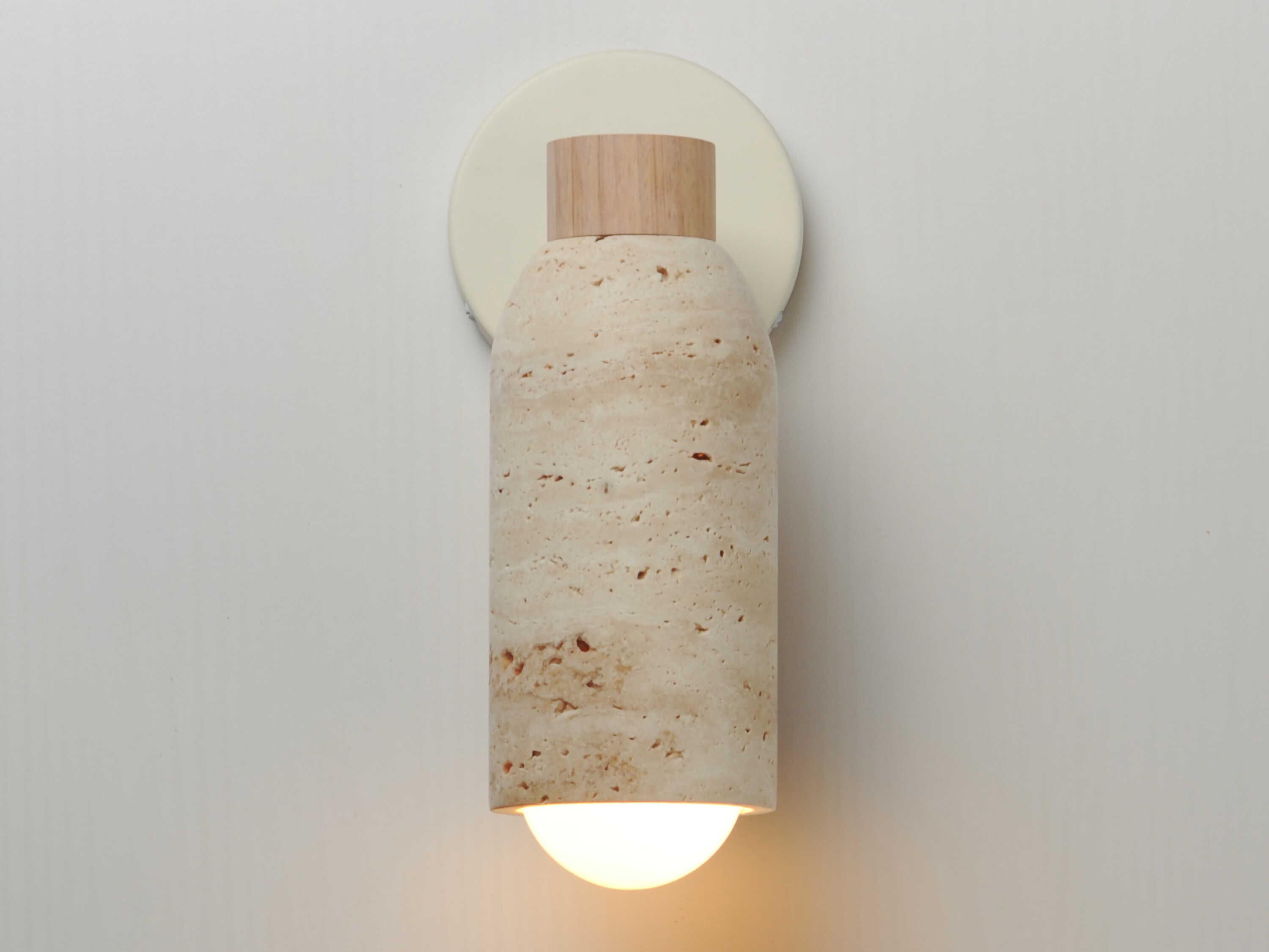 Maxim Lighting Pompeii 1-Light Travertine Oyster Off White Wall Sconce