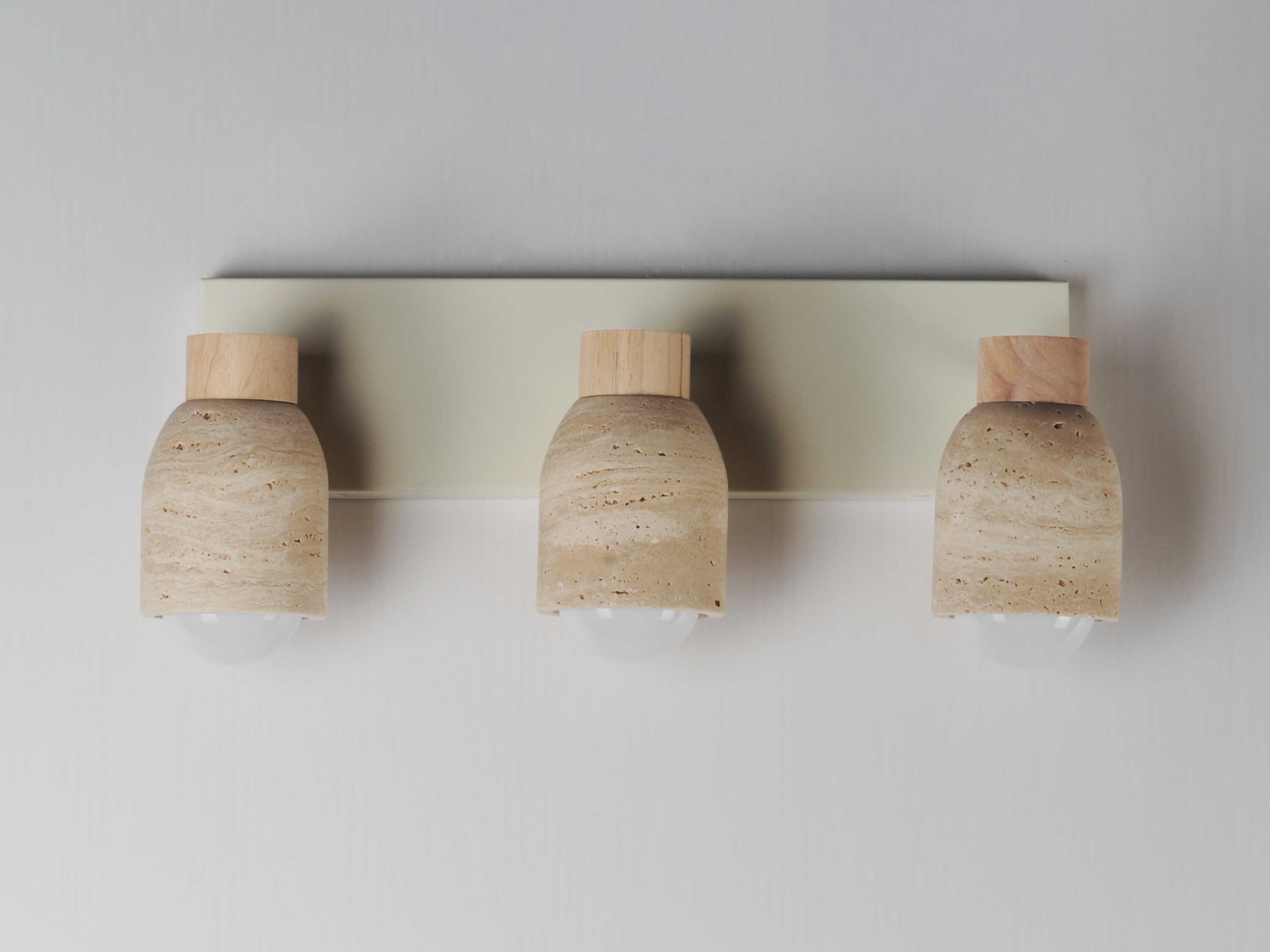 Maxim Lighting Pompeii 3-Light Travertine Oyster Off White Vanity Light