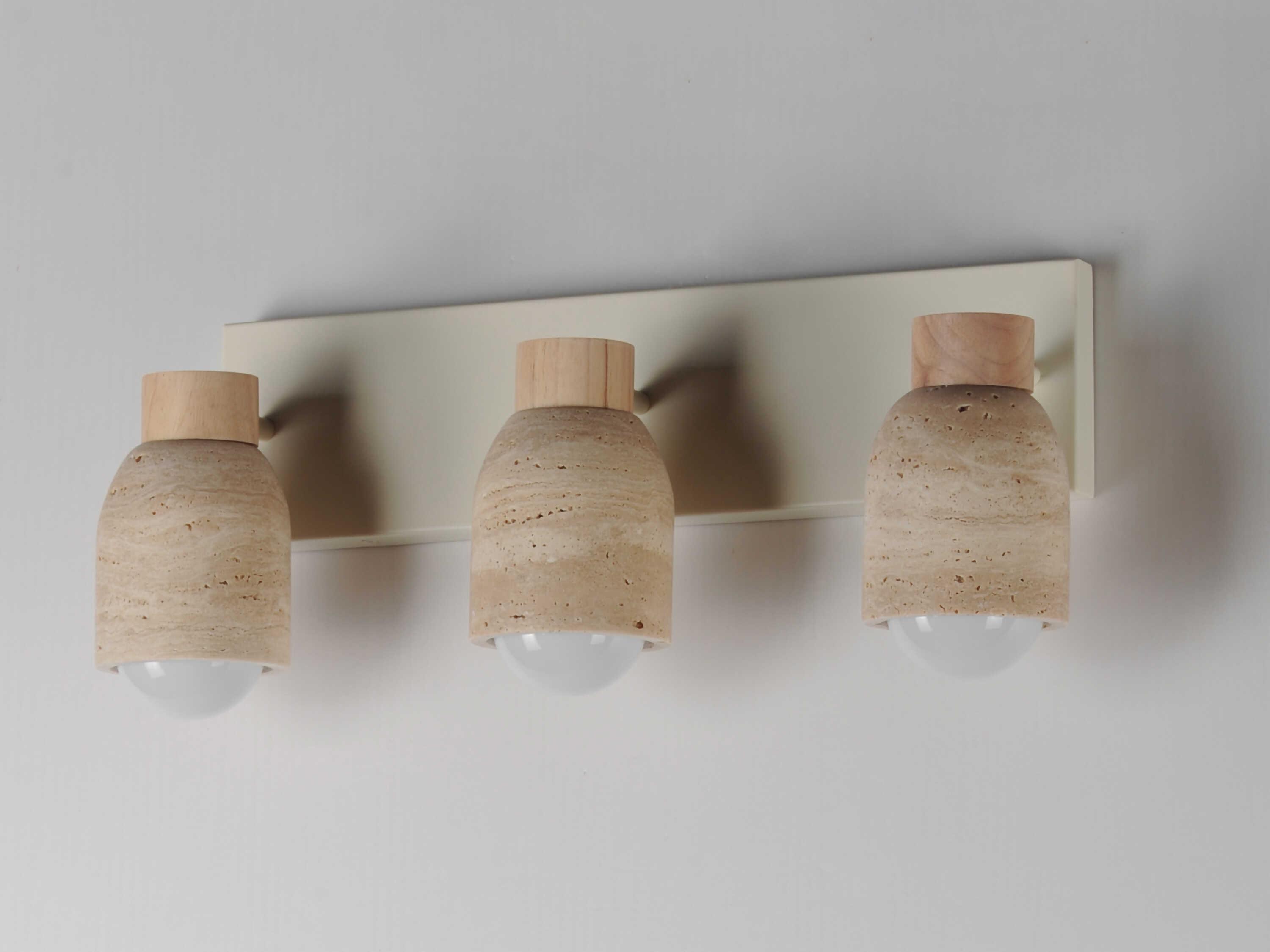 Maxim Lighting Pompeii 3-Light Travertine Oyster Off White Vanity Light