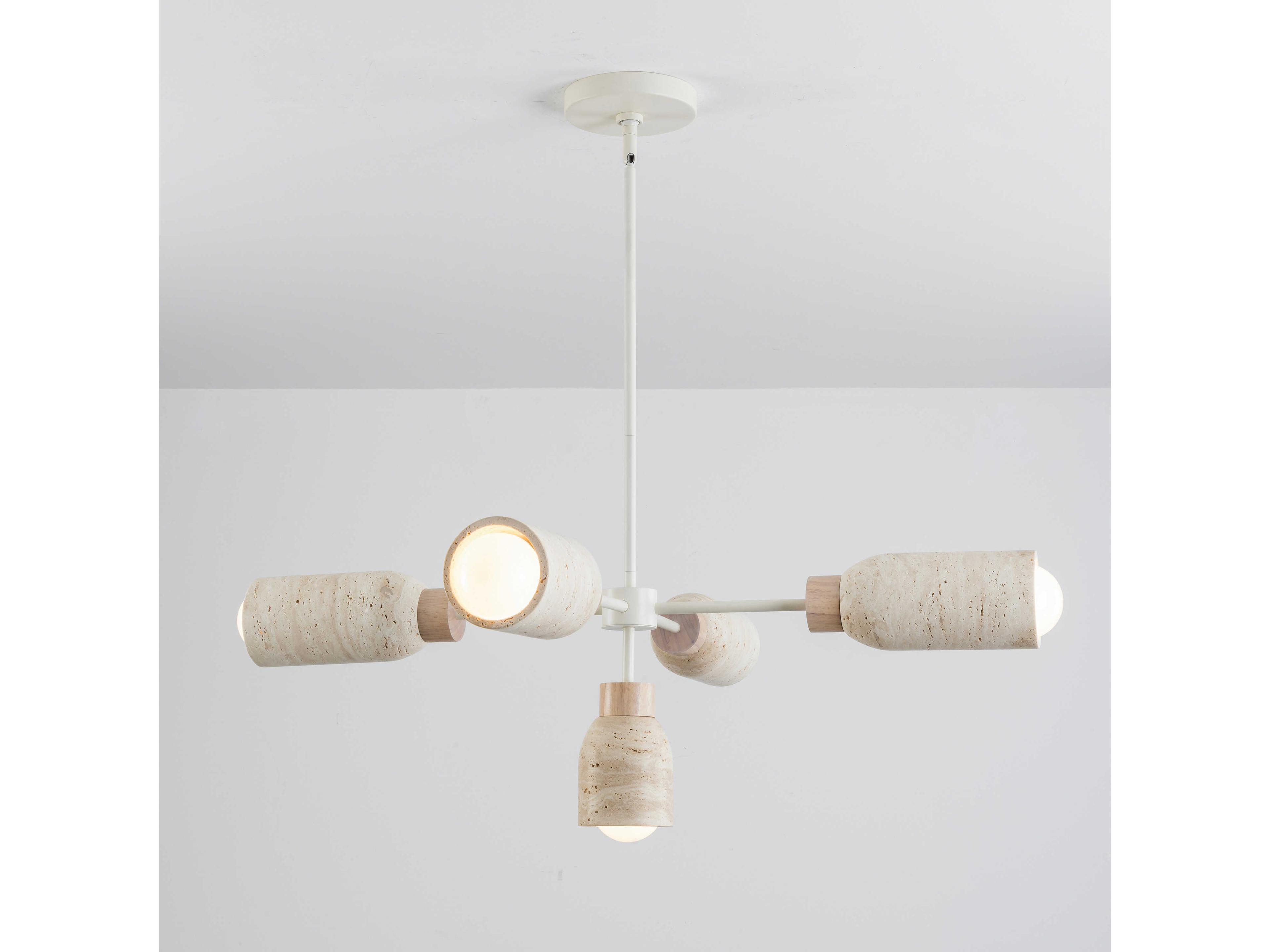 Maxim Lighting Pompeii 5-Light Travertine Oyster Off White Cylinder Chandelier