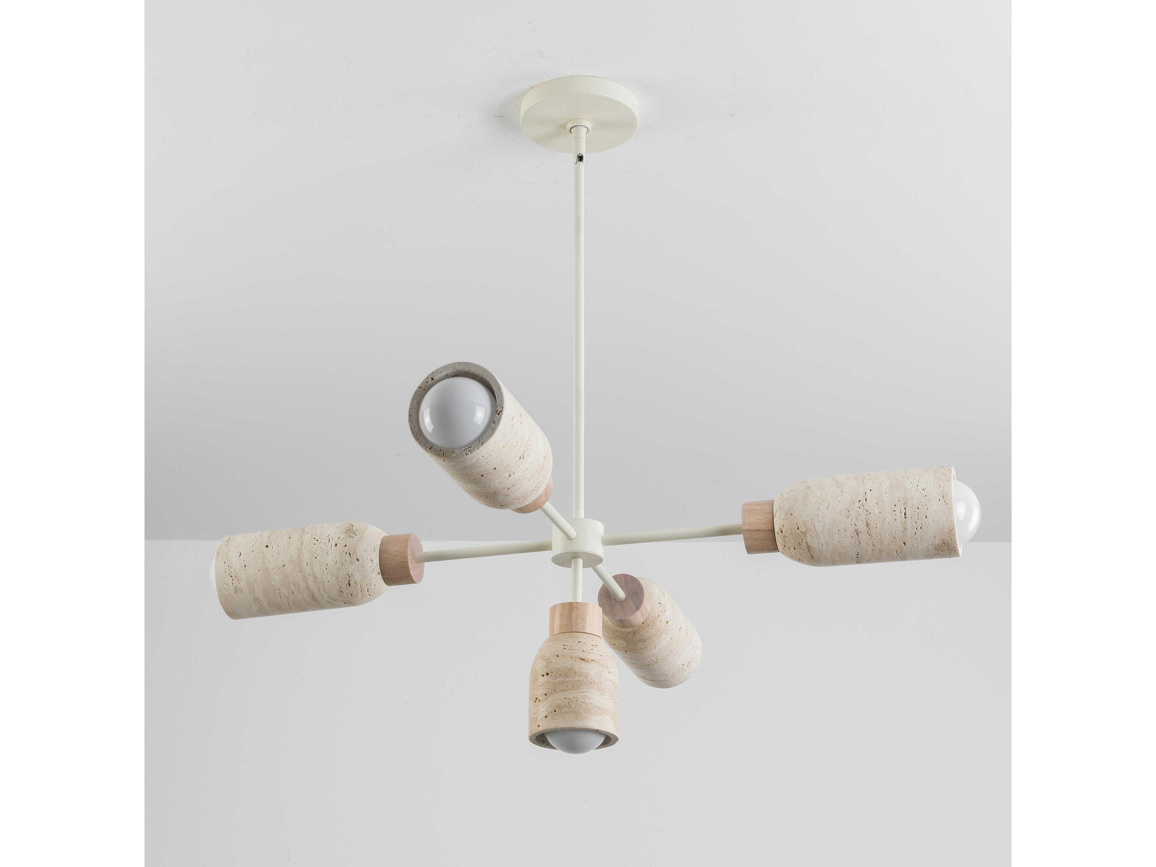 Maxim Lighting Pompeii 5-Light Travertine Oyster Off White Cylinder Chandelier