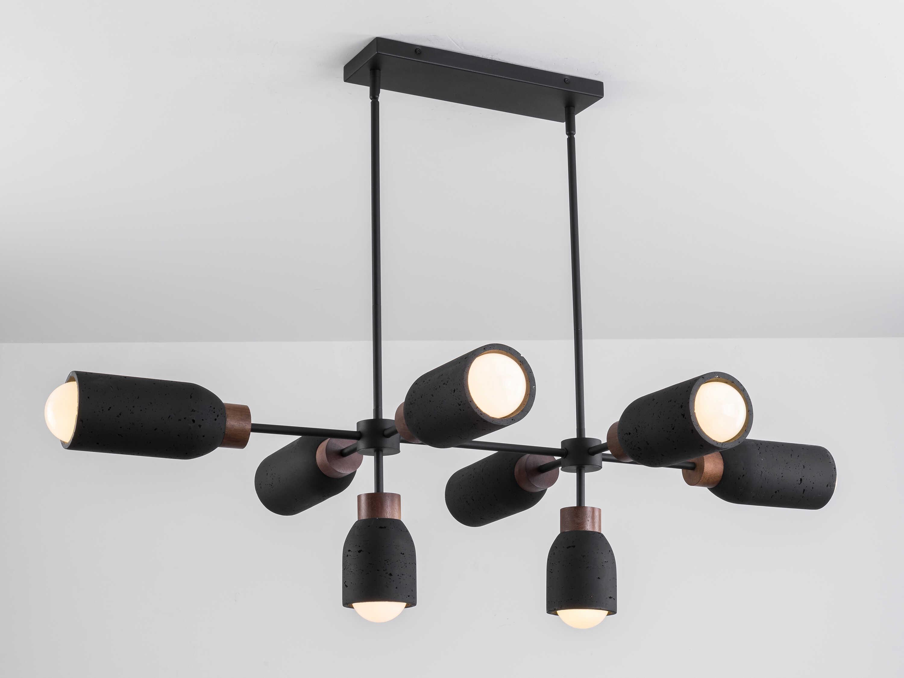Maxim Lighting Pompeii 8-Light Lava Black Cylinder Island Pendant