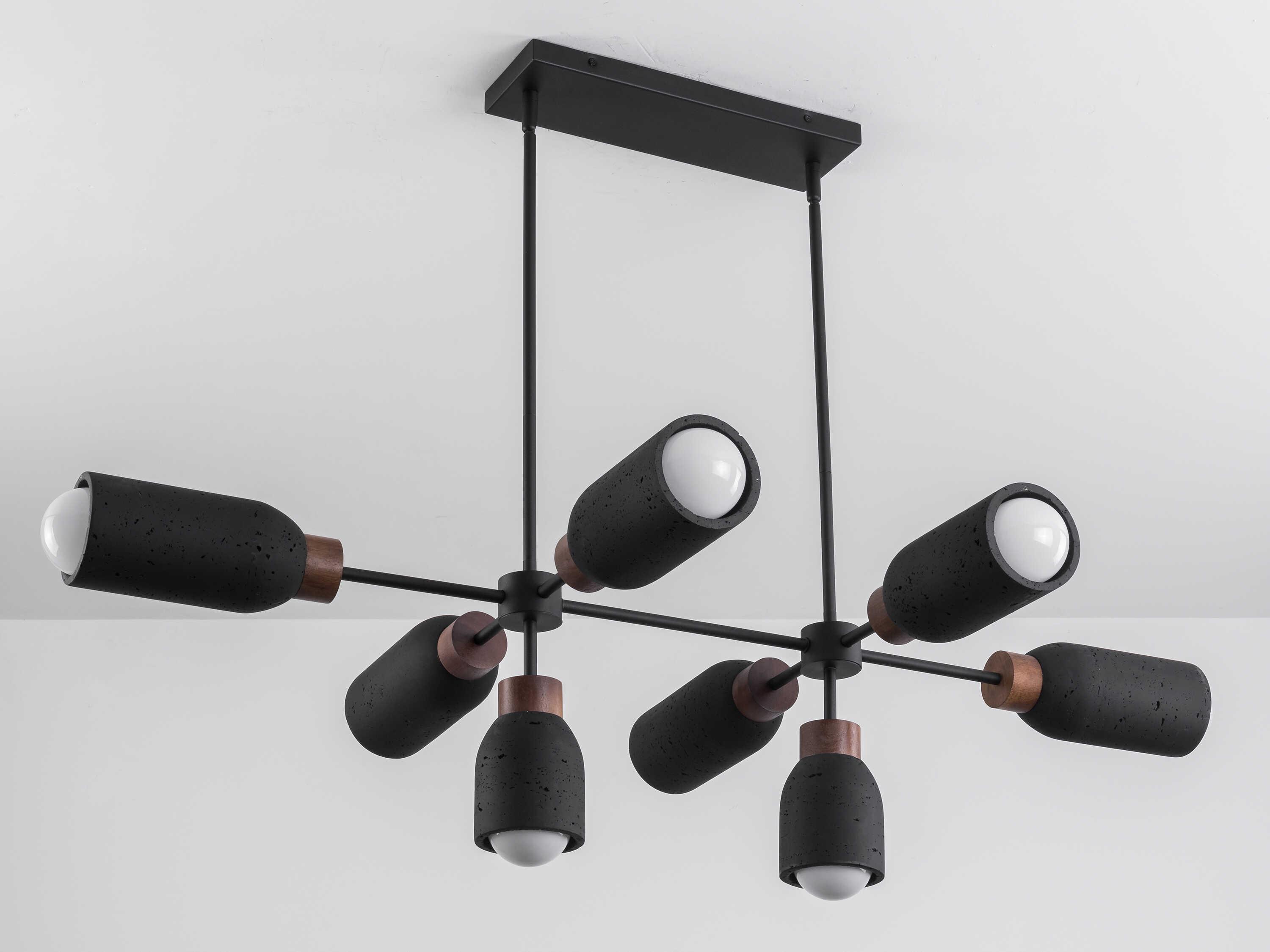 Maxim Lighting Pompeii 8-Light Lava Black Cylinder Island Pendant