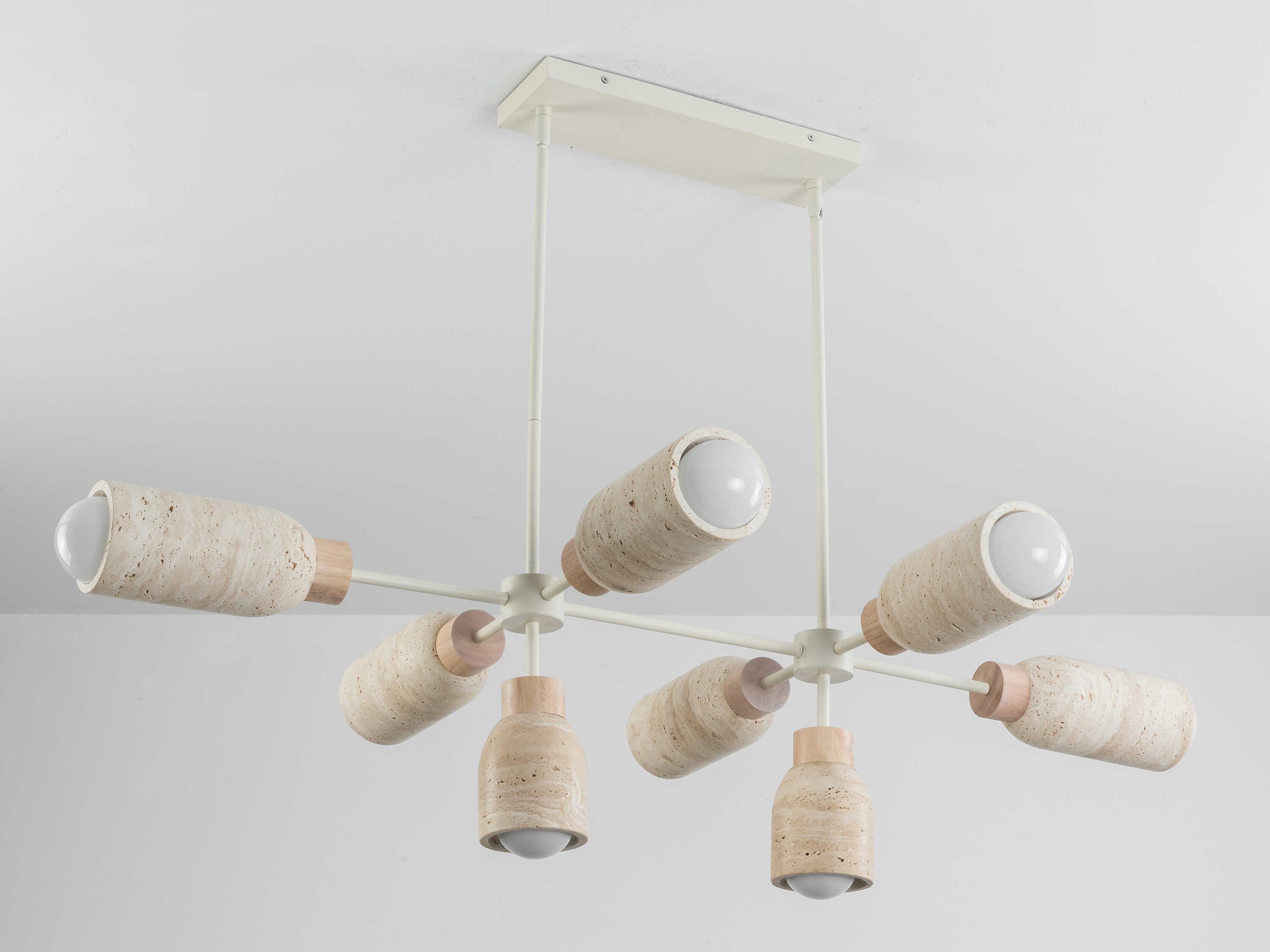 Maxim Lighting Pompeii 8-Light Travertine Oyster Off White Cylinder Island Pendant