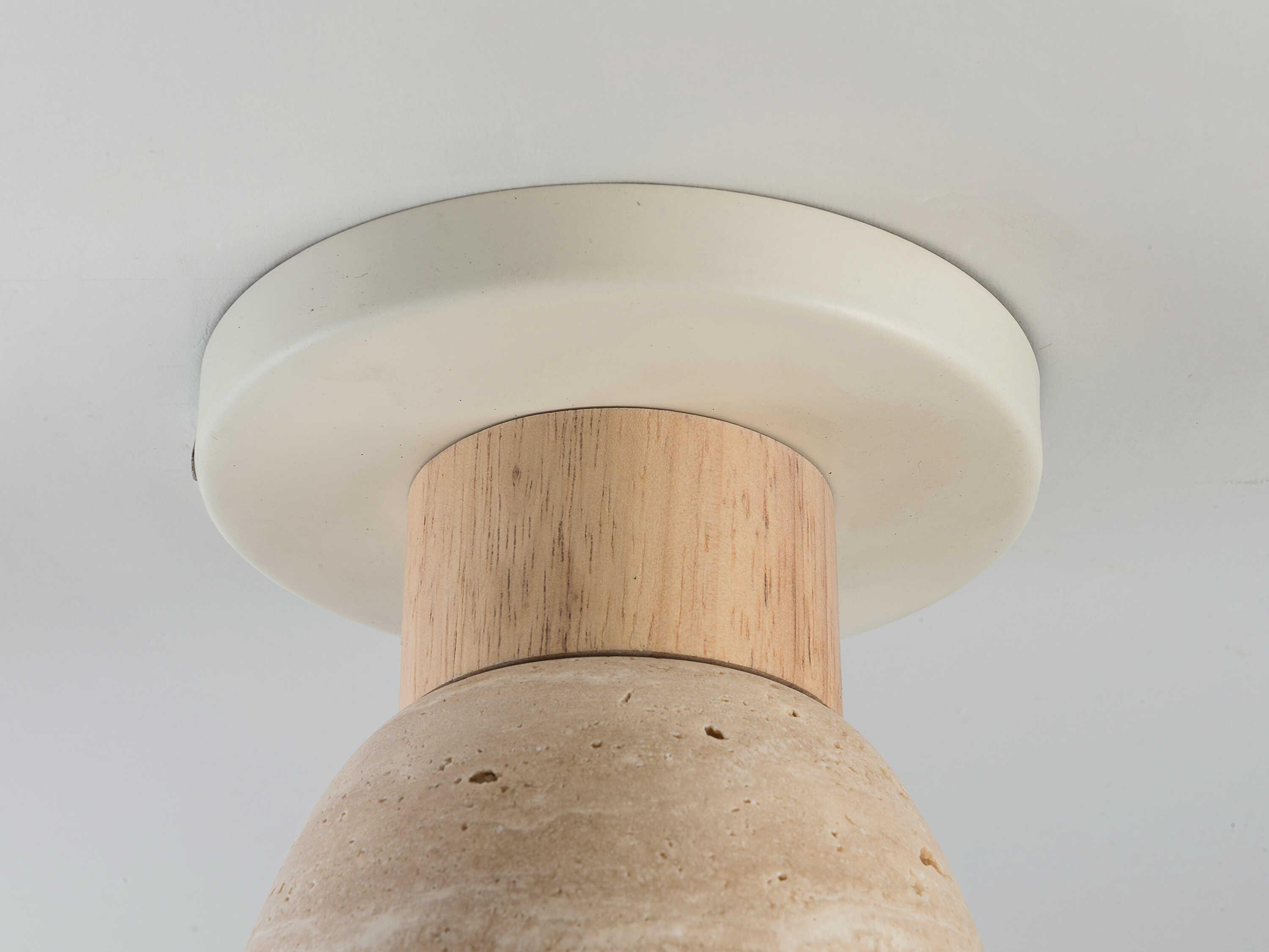 Maxim Lighting Pompeii 1-Light Travertine Oyster Off White Cylinder Flush Mount