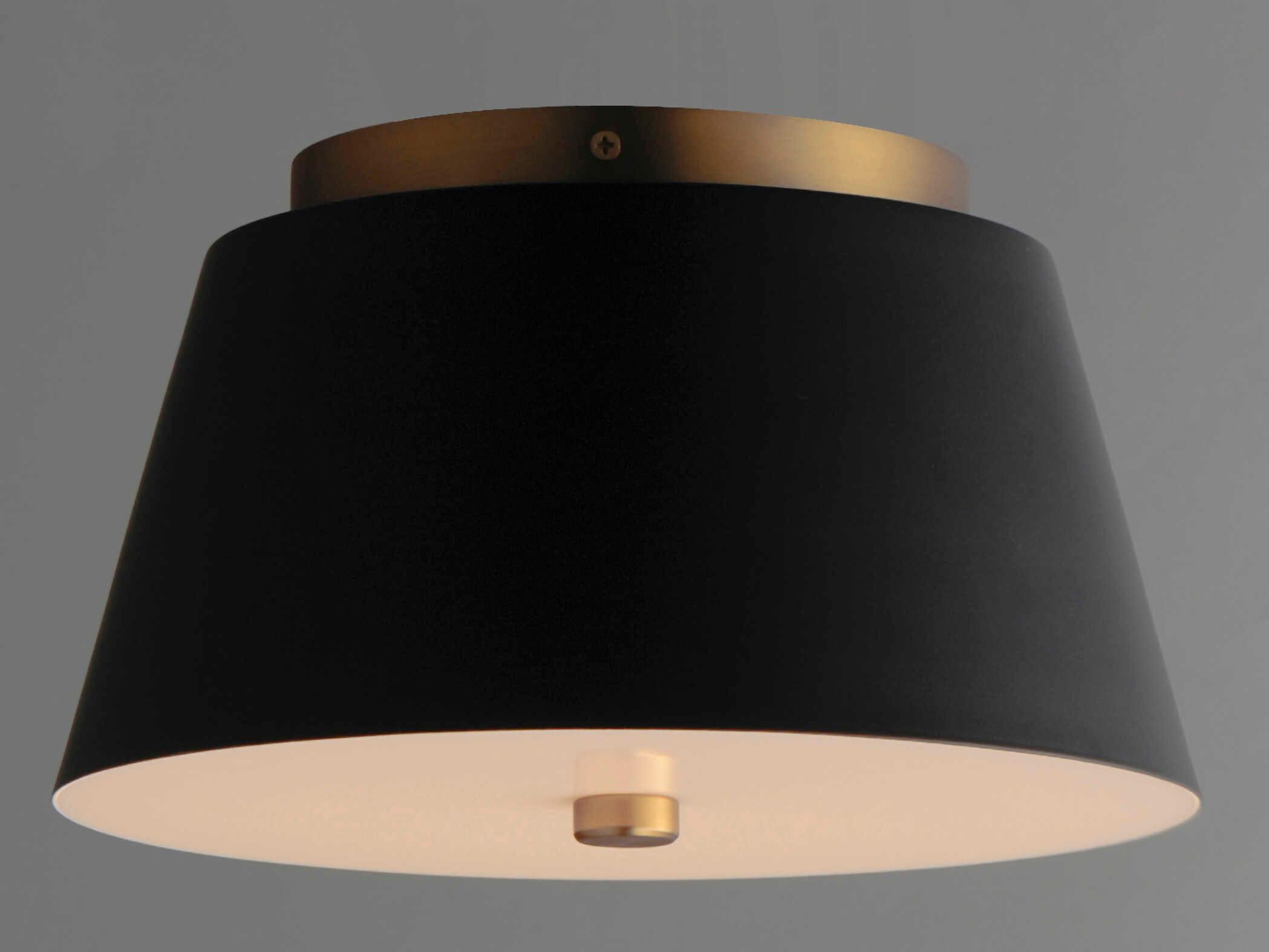 Maxim Lighting Miles 1-Light Black Natural Aged Brass Drum Flush Mount