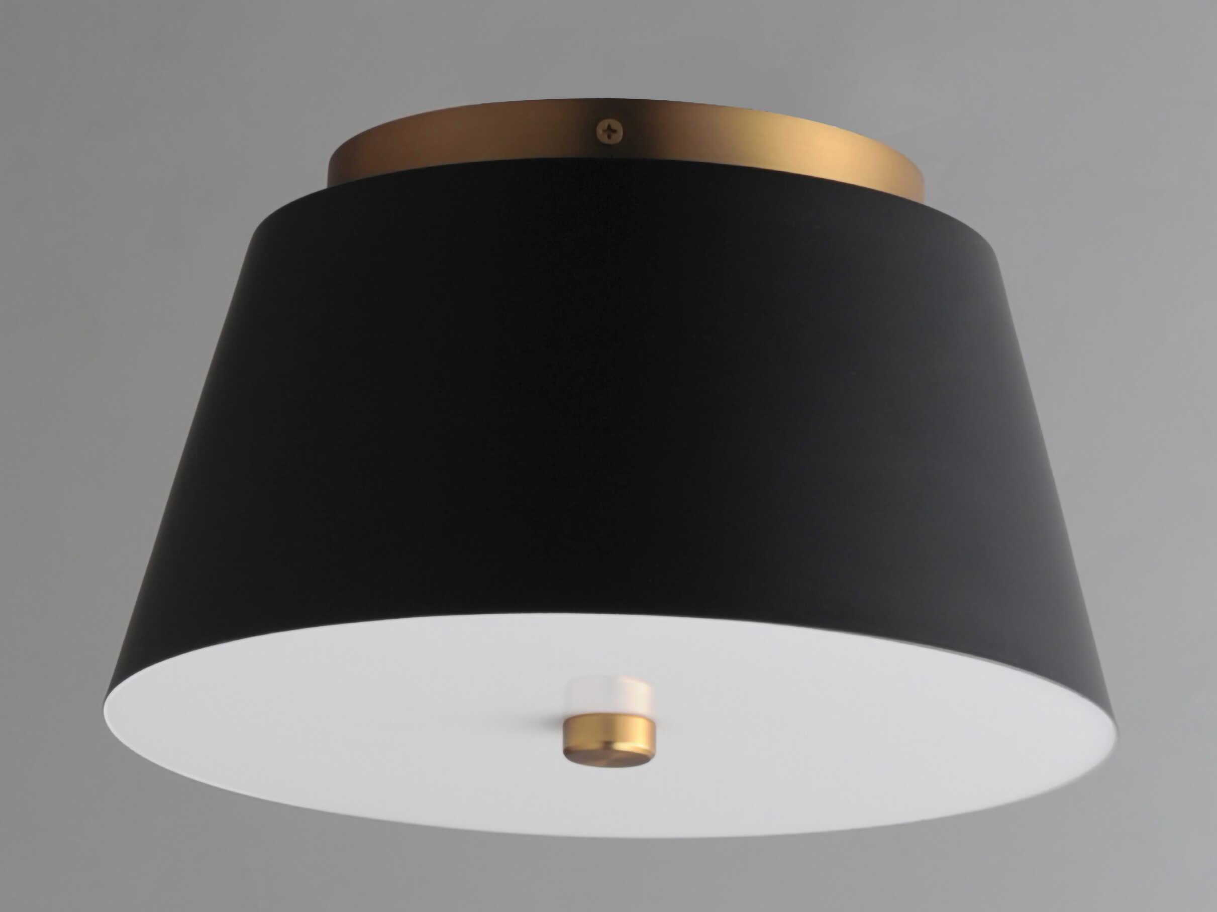 Maxim Lighting Miles 1-Light Black Natural Aged Brass Drum Flush Mount