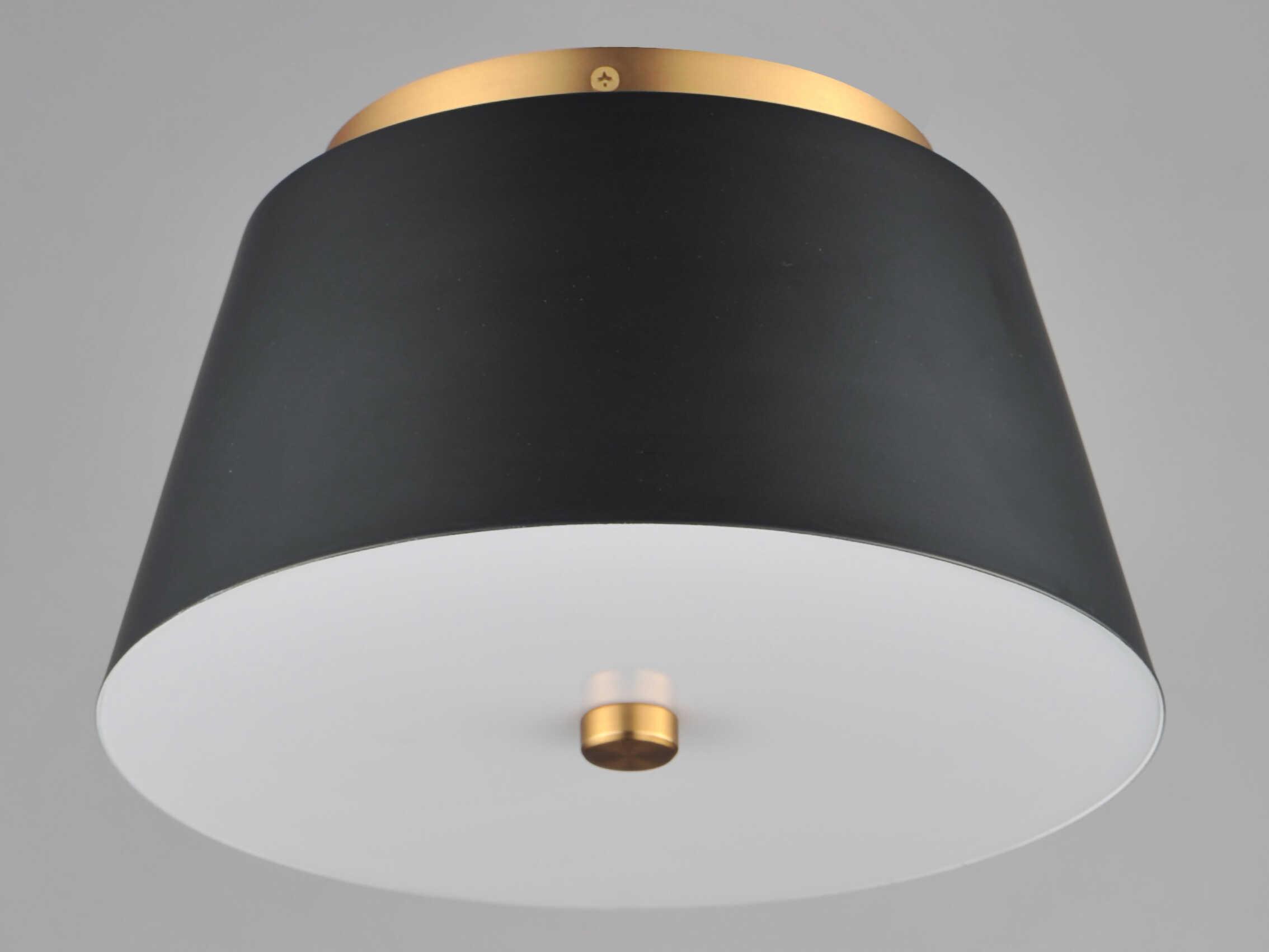 Maxim Lighting Miles 1-Light Black Natural Aged Brass Drum Flush Mount
