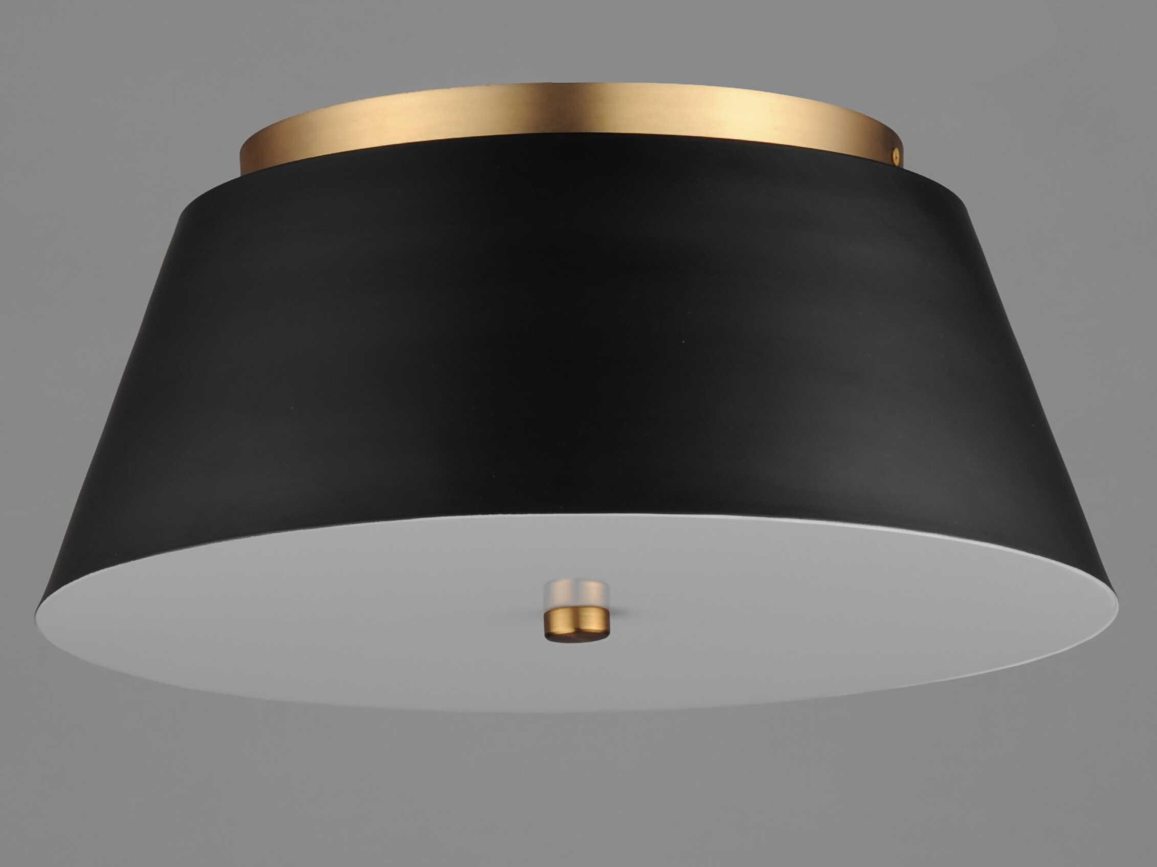 Maxim Lighting Miles 1-Light Black Natural Aged Brass Drum Flush Mount