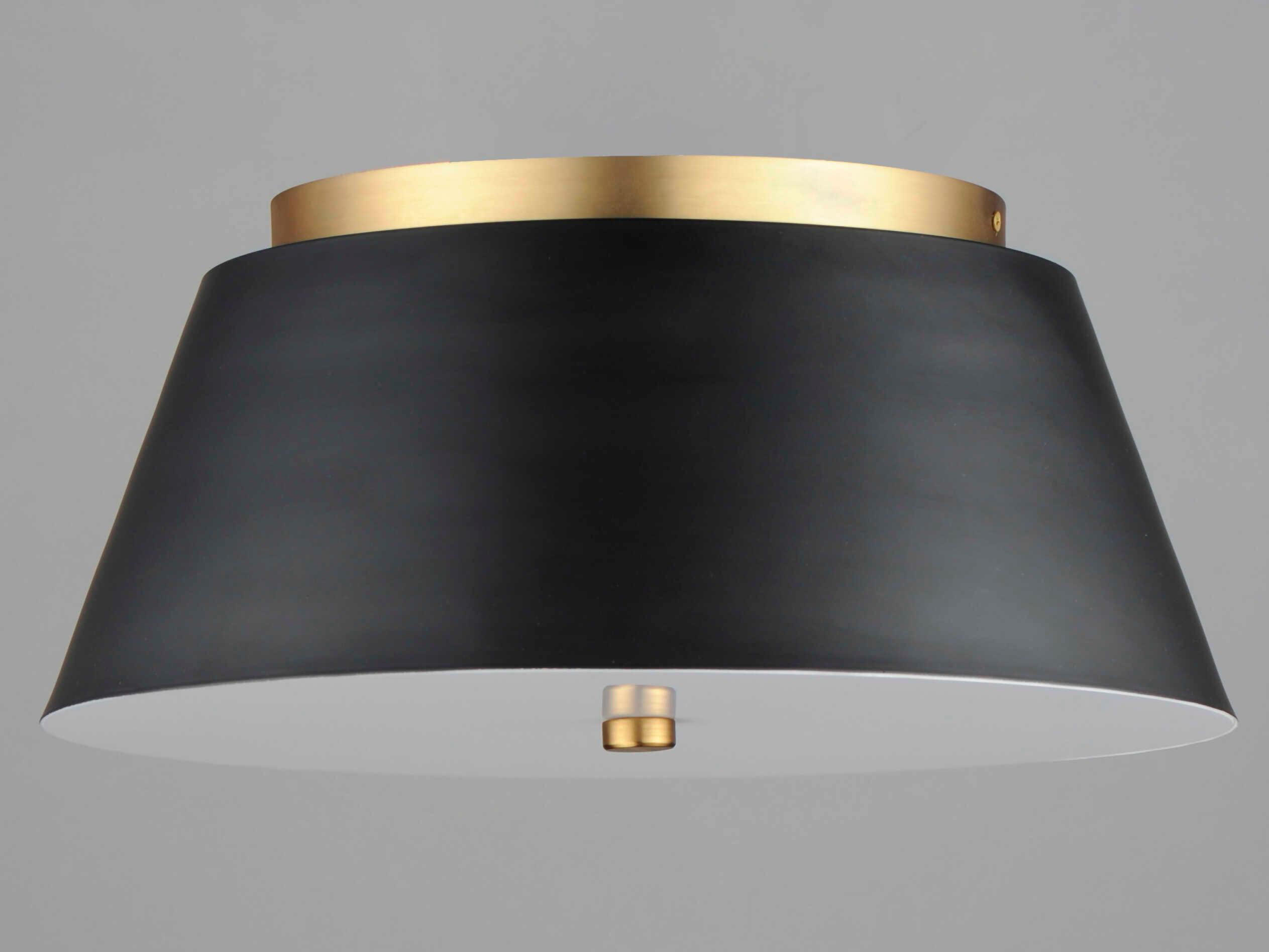 Maxim Lighting Miles 1-Light Black Natural Aged Brass Drum Flush Mount