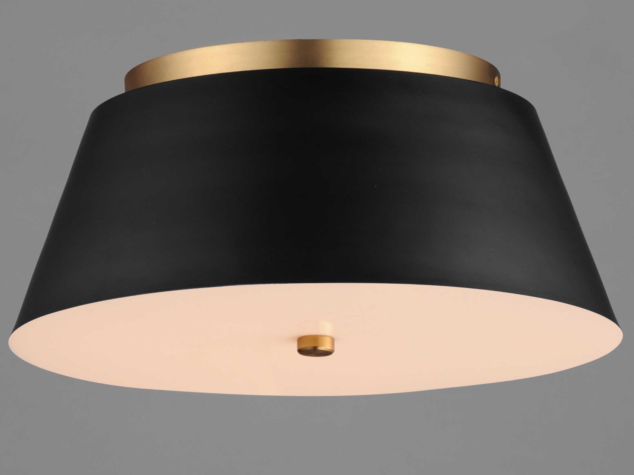 Maxim Lighting Miles 1-Light Black Natural Aged Brass Drum Flush Mount