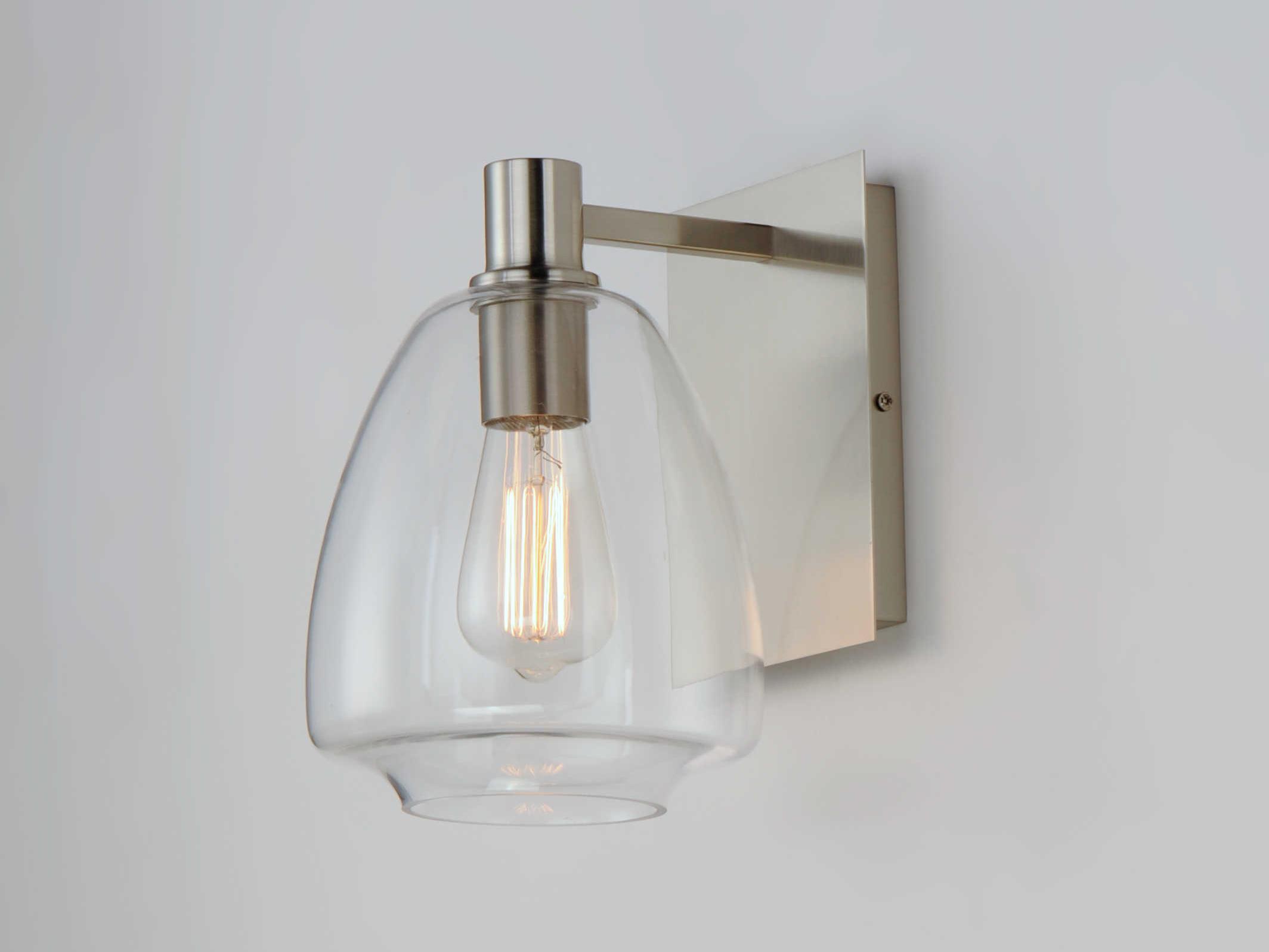 Maxim Lighting Babylon 1-Light Satin Nickel Glass Wall Sconce