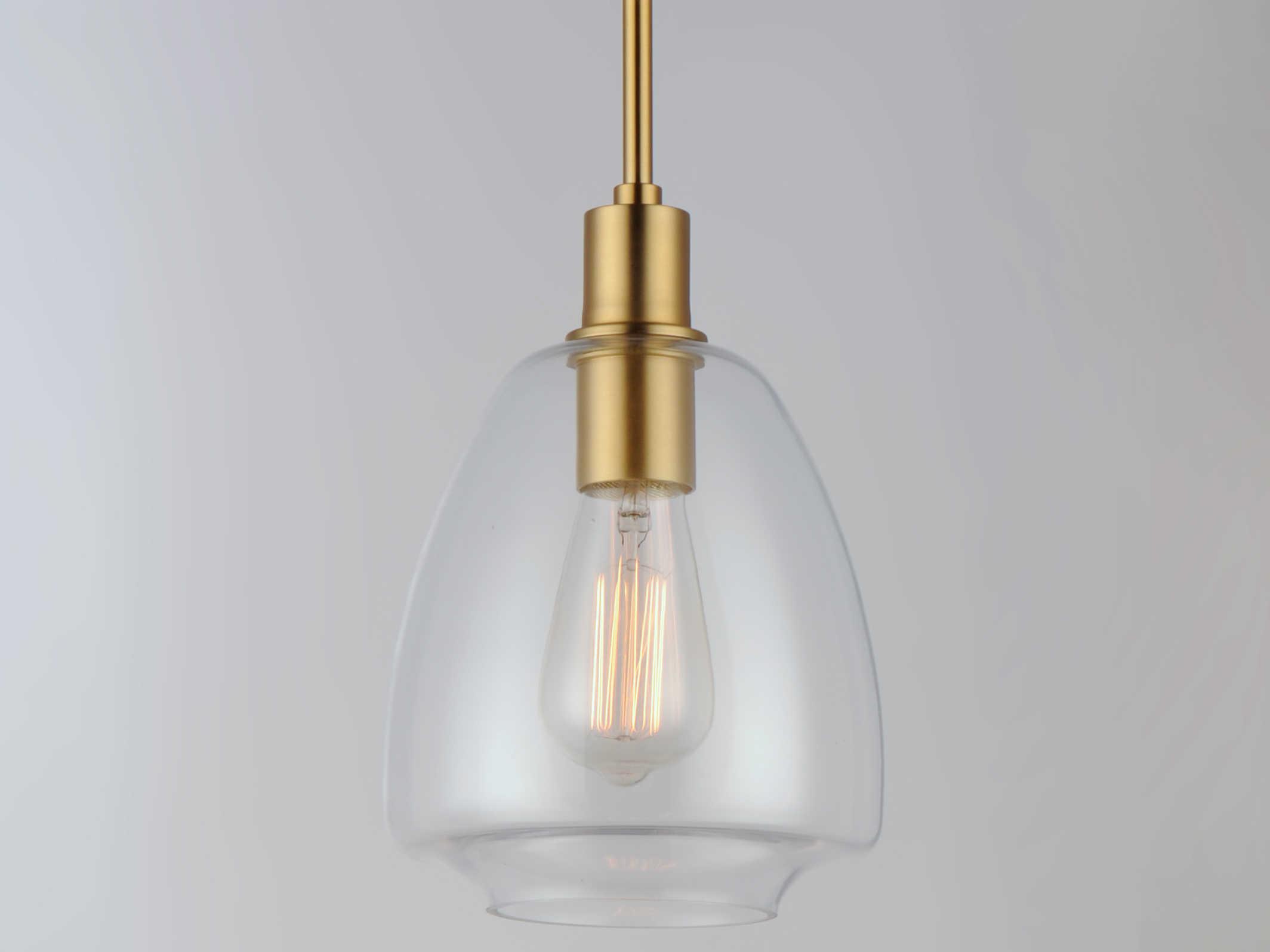 Maxim Lighting Babylon 1-Light Satin Brass Glass Bell Mini Pendant