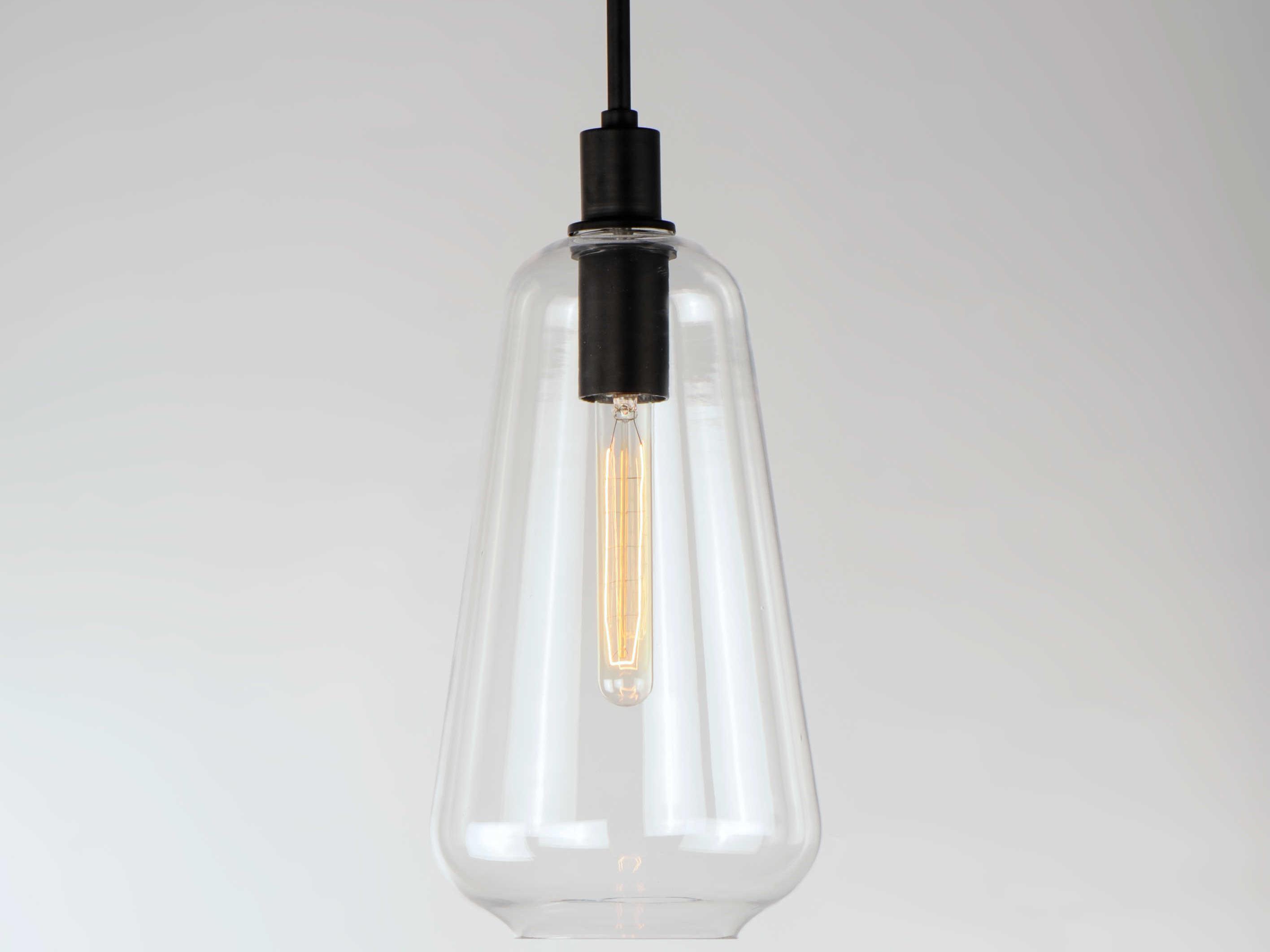 Maxim Lighting Babylon 1-Light Black Glass Bell Mini Pendant