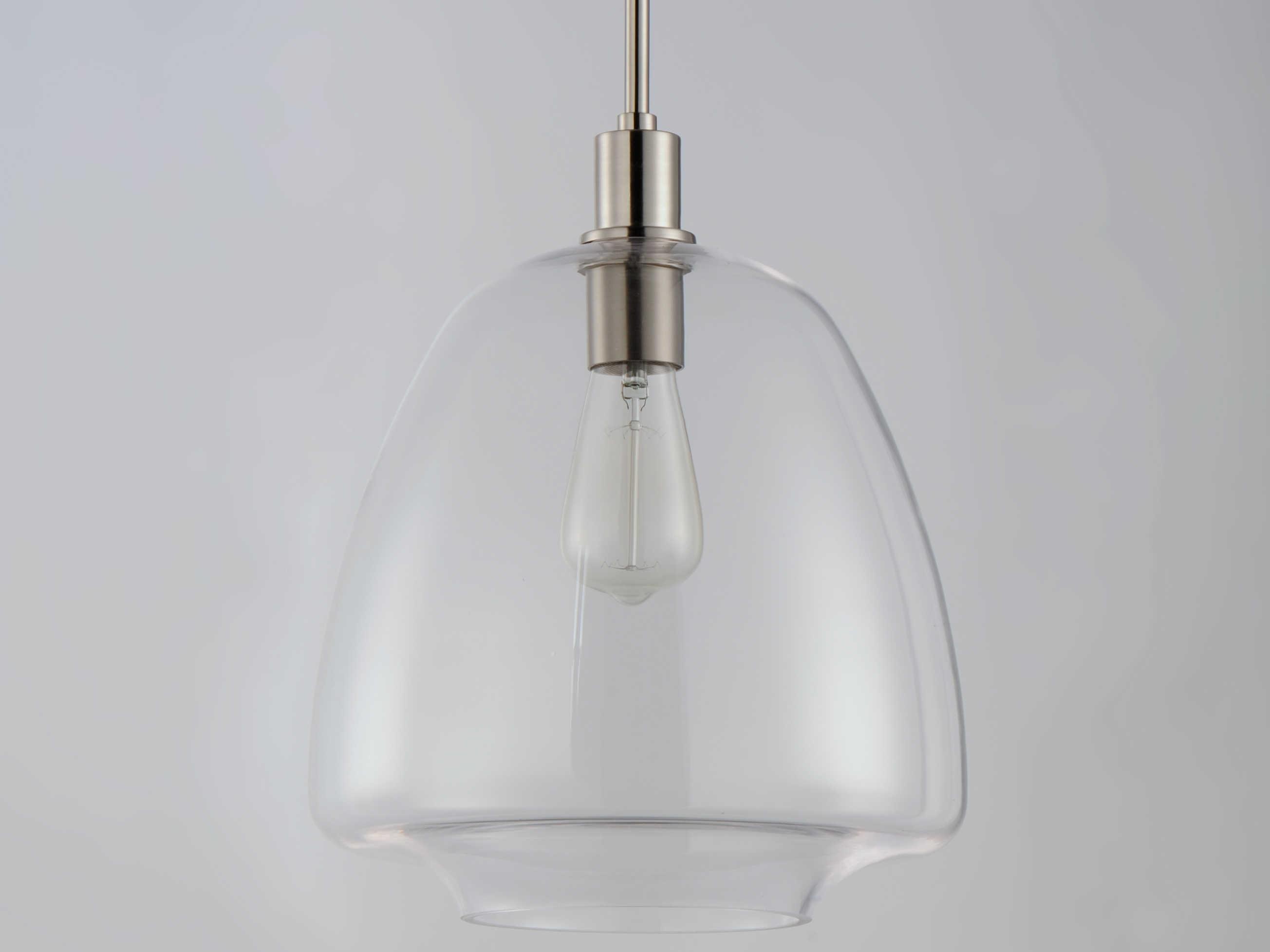 Maxim Lighting Babylon 1-Light Satin Nickel Glass Bell Mini Pendant