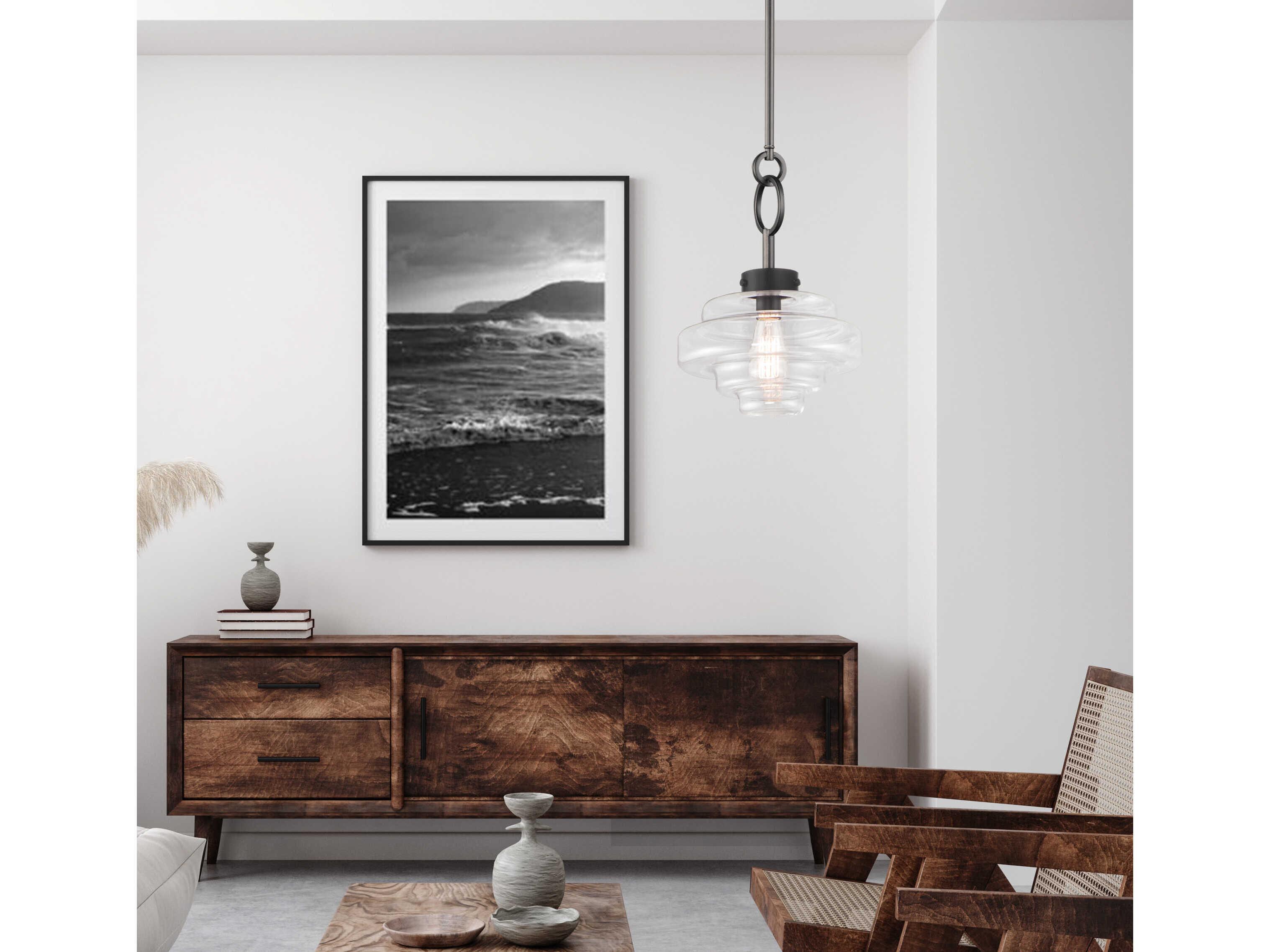 Maxim Lighting Harbor 1-Light Black Glass Bowl Pendant