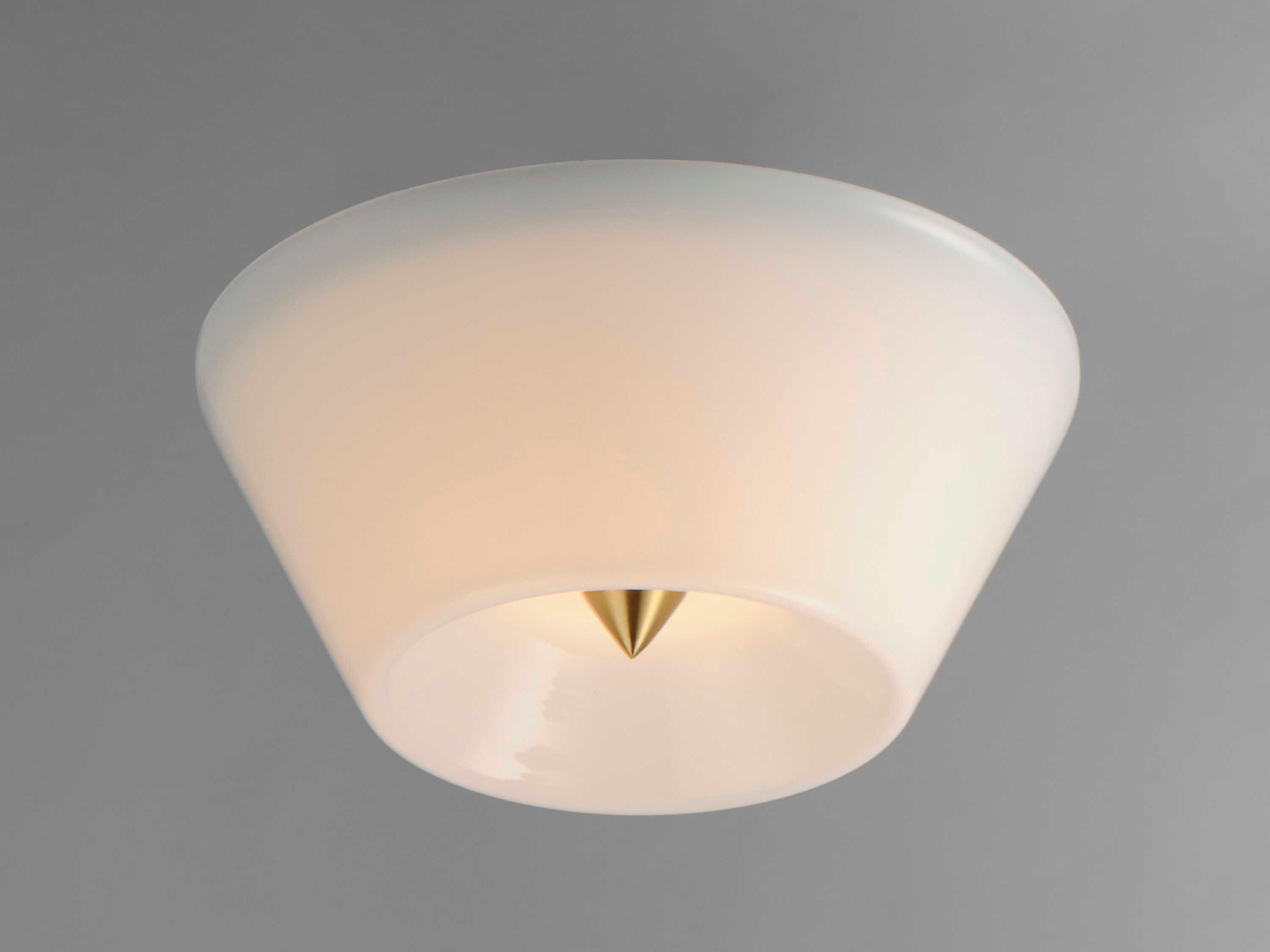 Maxim Lighting Tack 1-Light Natural Aged Brass White Flush Mount