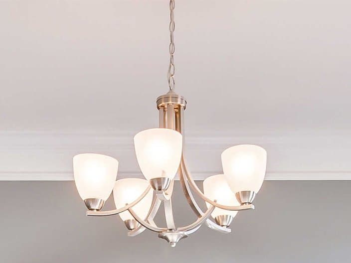 Maxim Lighting Axis 5-Light Satin Nickel Glass Bell Chandelier