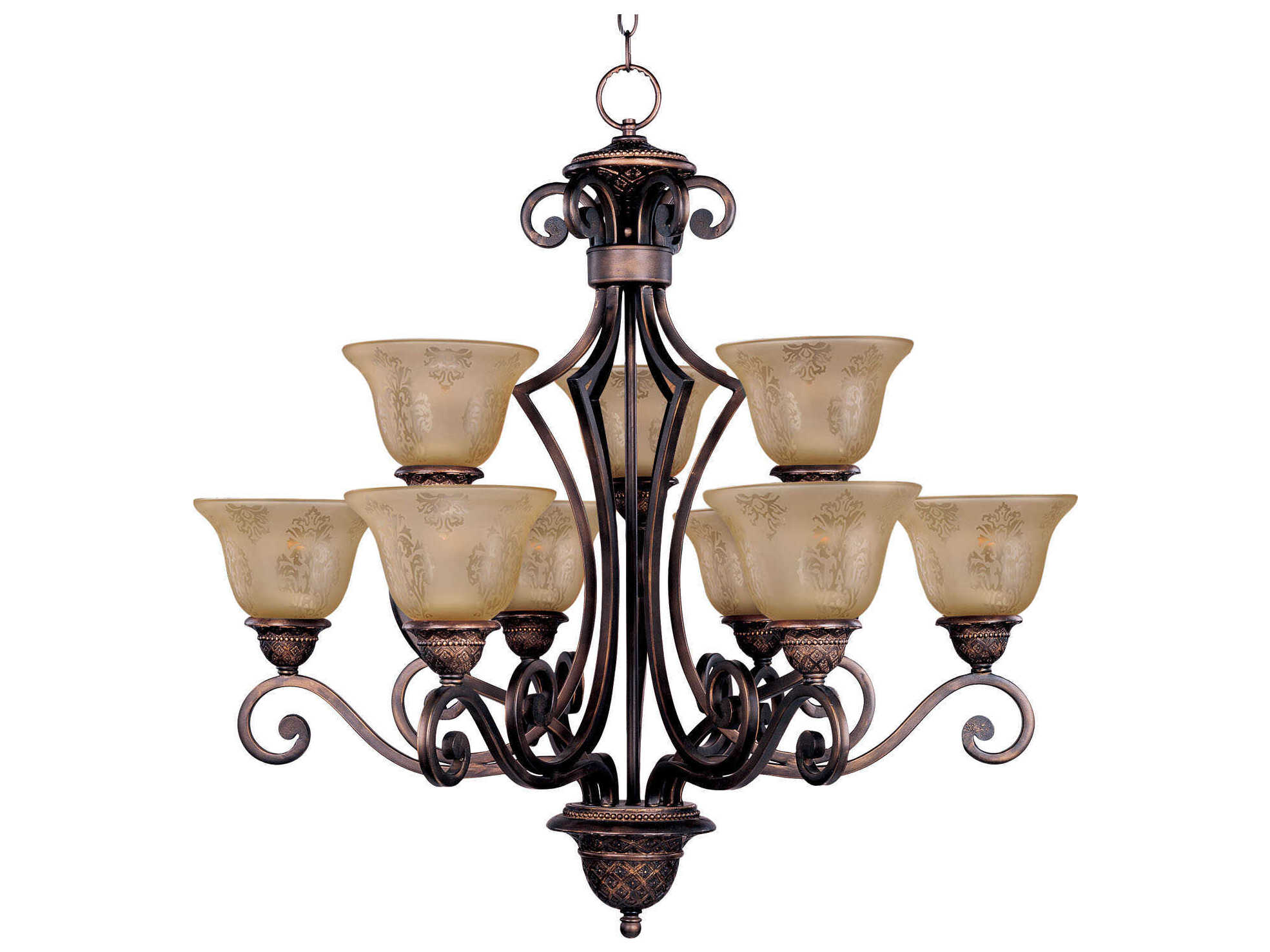 Maxim Lighting Symphony 9-Light Oil Rubbed Bronze Glass Bell Tiered Chandelier