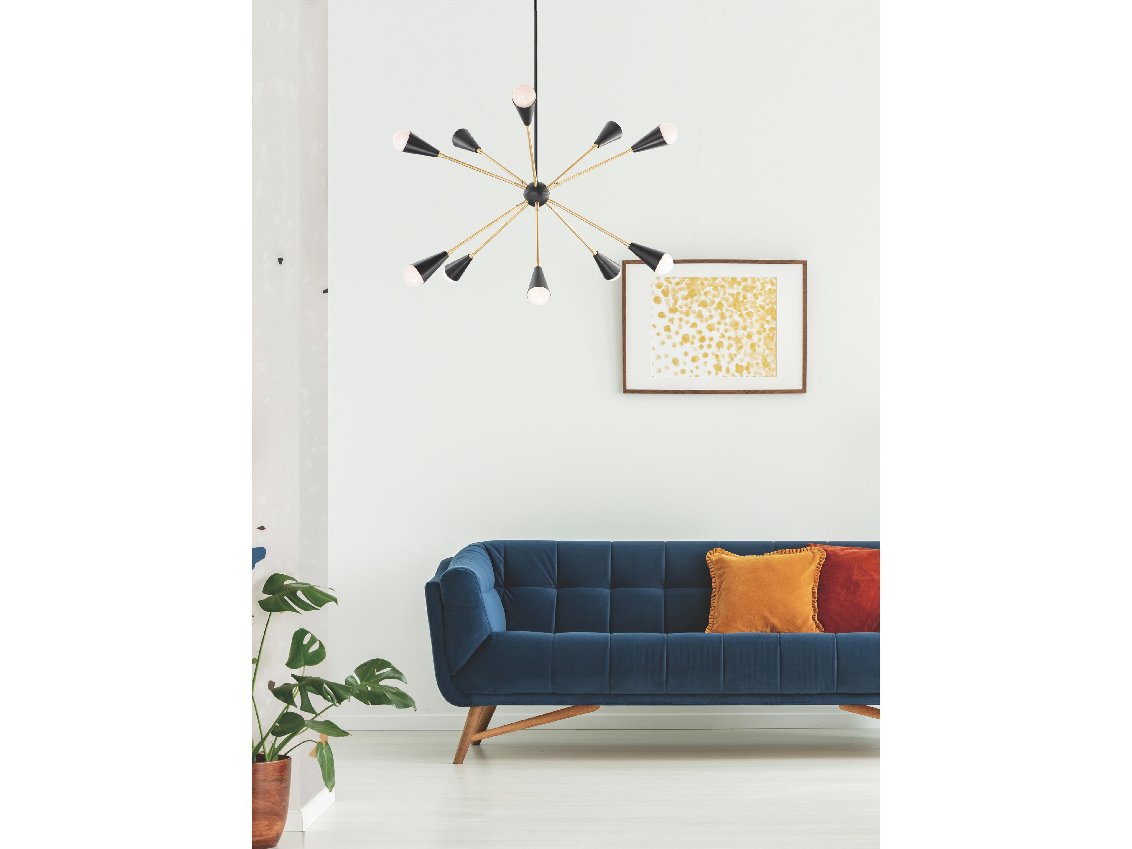 Maxim Lighting Lovell 10-Light Black Satin Brass Bell Pendant