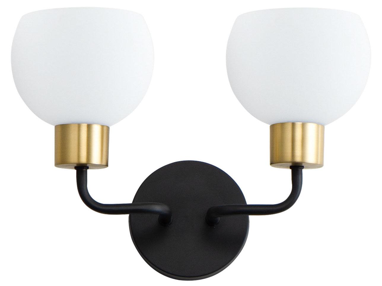 Maxim Lighting Coraline 2-Light Bronze Rupert Black Glass Wall Sconce