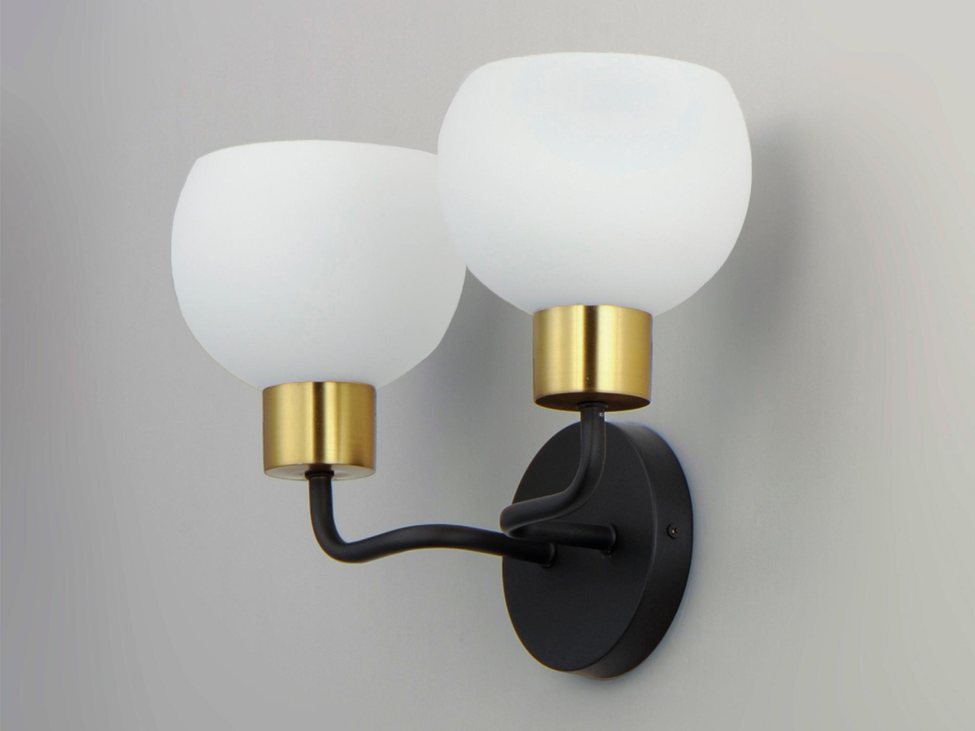 Maxim Lighting Coraline 2-Light Bronze Rupert Black Glass Wall Sconce