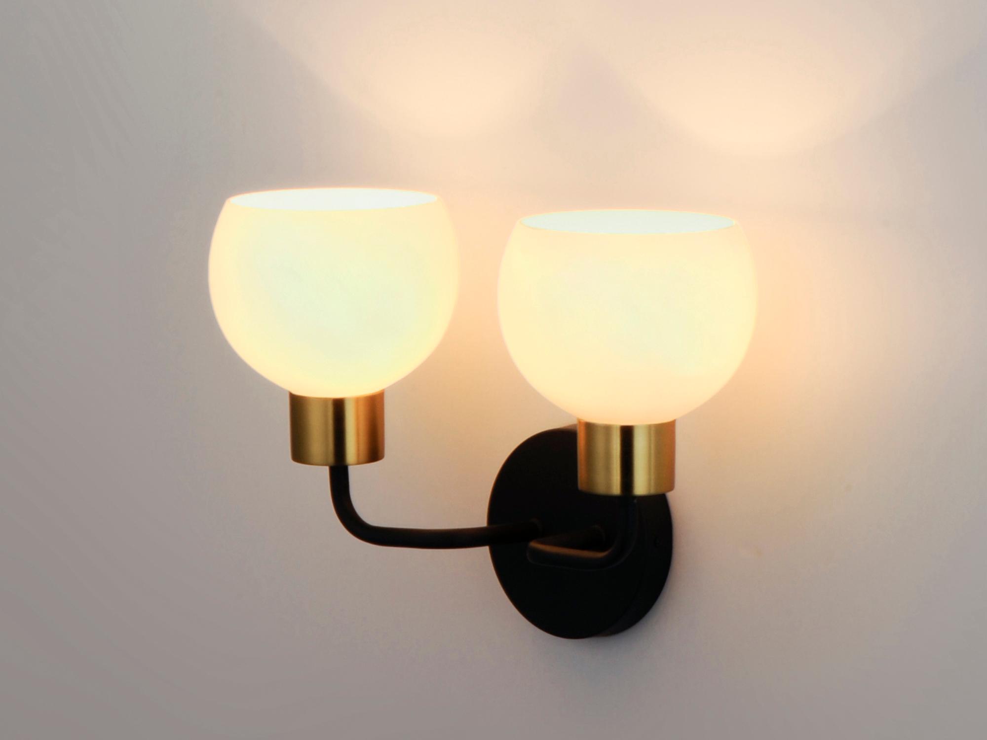 Maxim Lighting Coraline 2-Light Bronze Rupert Black Glass Wall Sconce