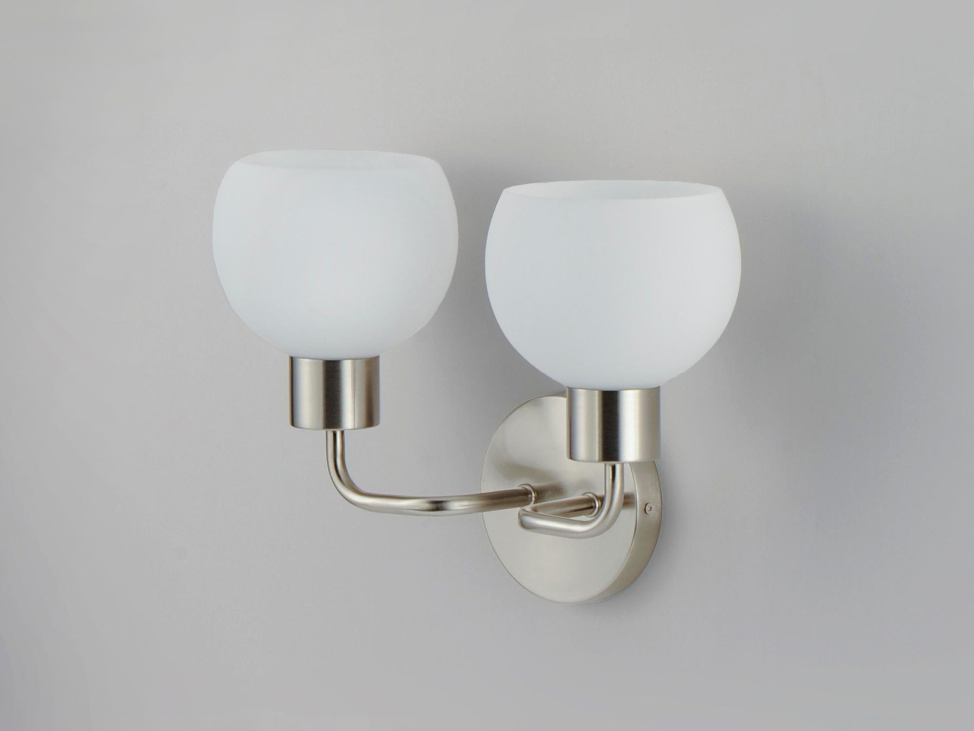 Maxim Lighting Coraline 2-Light Satin Nickel Glass Wall Sconce