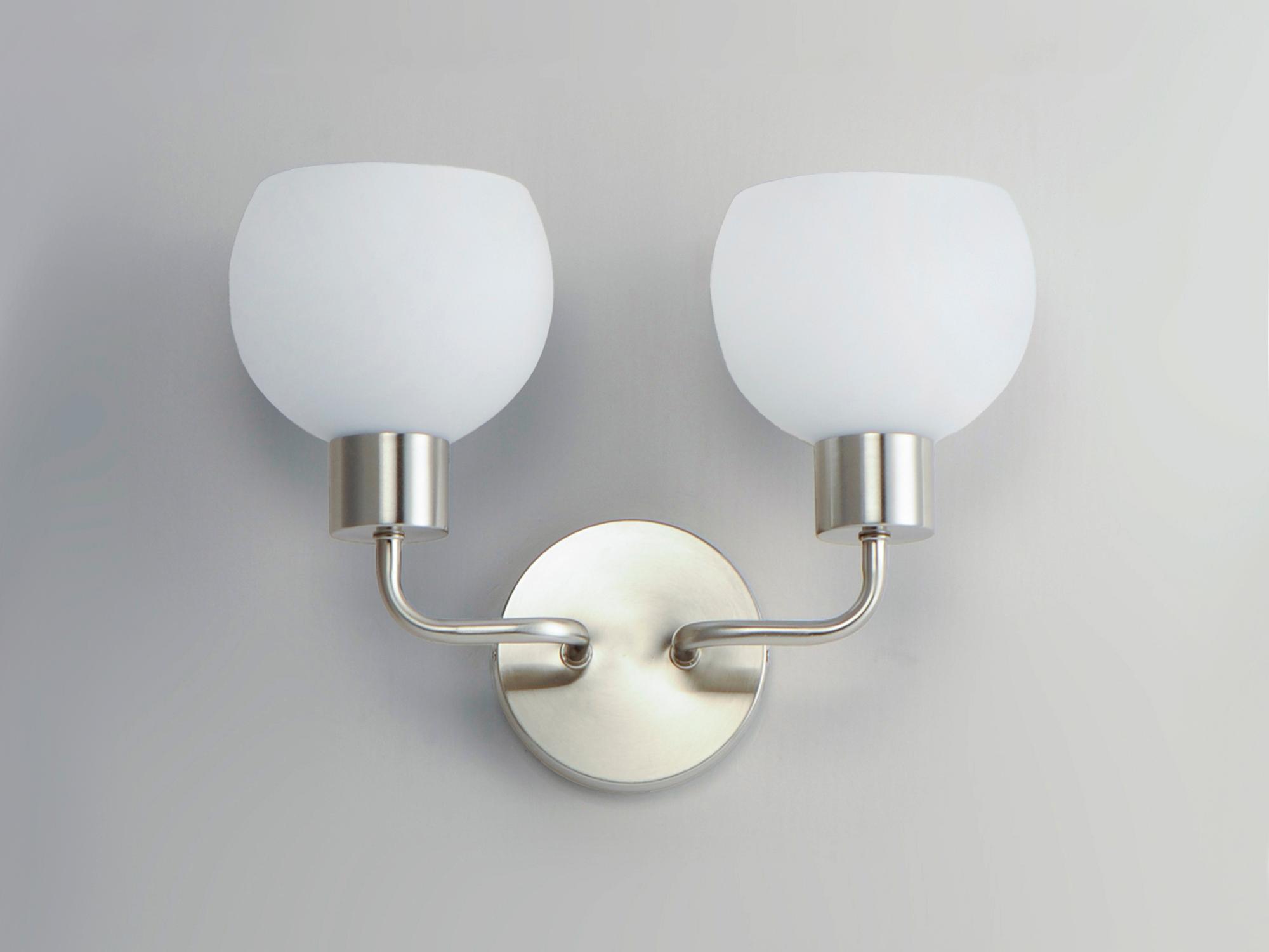 Maxim Lighting Coraline 2-Light Satin Nickel Glass Wall Sconce