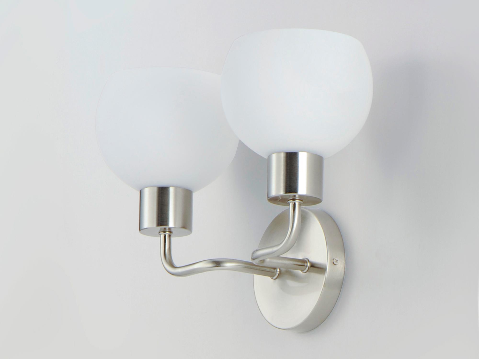 Maxim Lighting Coraline 2-Light Satin Nickel Glass Wall Sconce