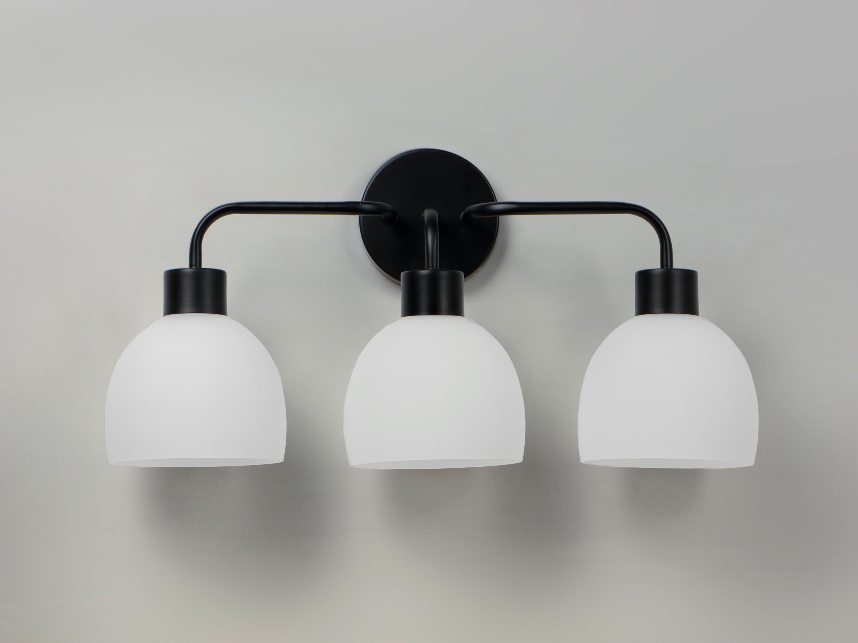 Maxim Lighting Coraline 3-Light Black White Glass Vanity Light