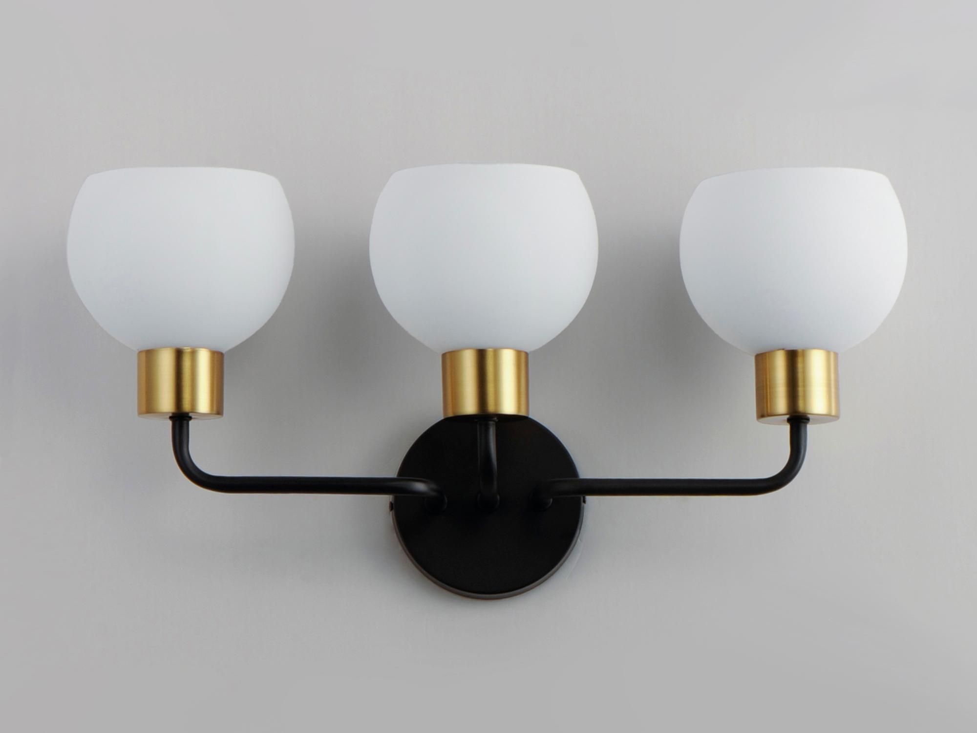 Maxim Lighting Coraline 3-Light Bronze Rupert Black Glass Vanity Light