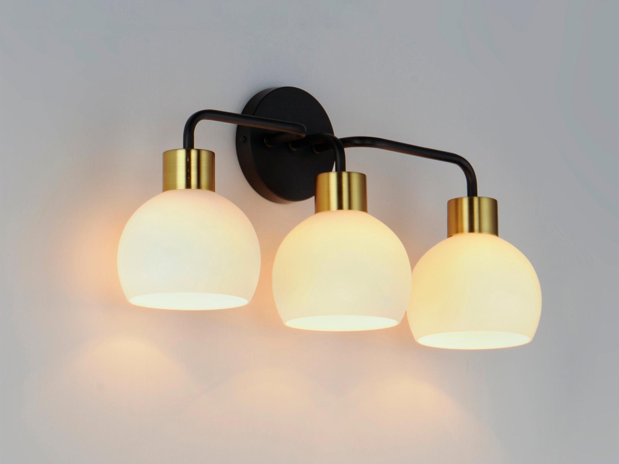 Maxim Lighting Coraline 3-Light Bronze Rupert Black Glass Vanity Light