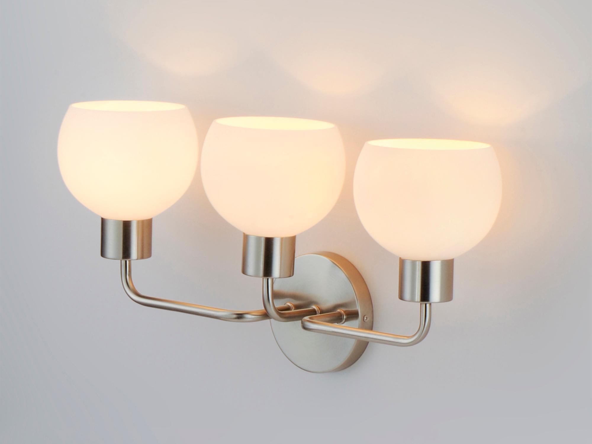 Maxim Lighting Coraline 3-Light Satin Nickel Glass Vanity Light