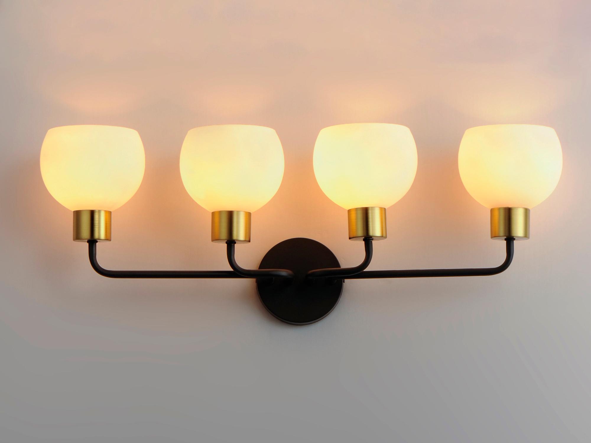 Maxim Lighting Coraline 4-Light Bronze Rupert Black Glass Vanity Light