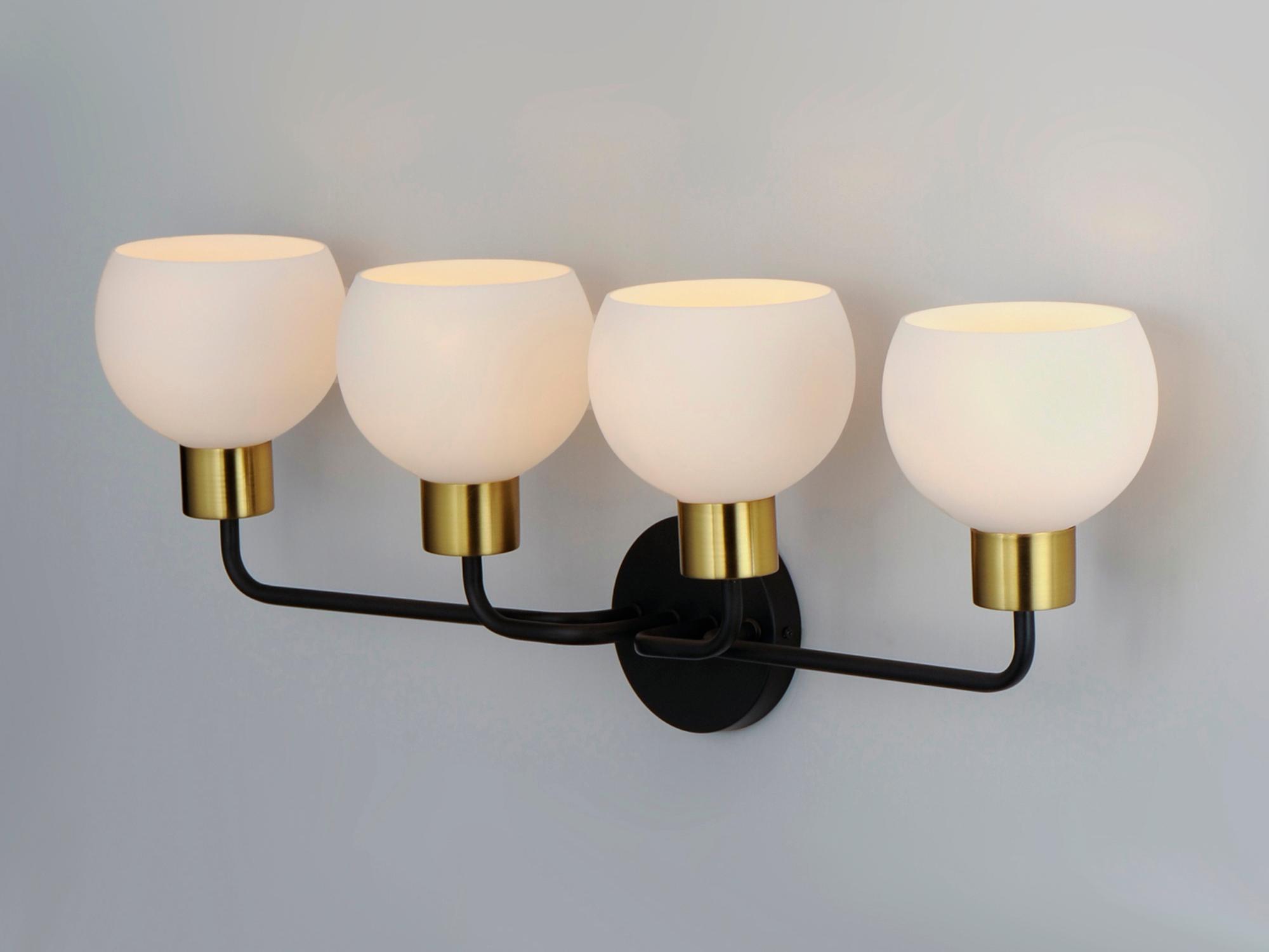 Maxim Lighting Coraline 4-Light Bronze Rupert Black Glass Vanity Light