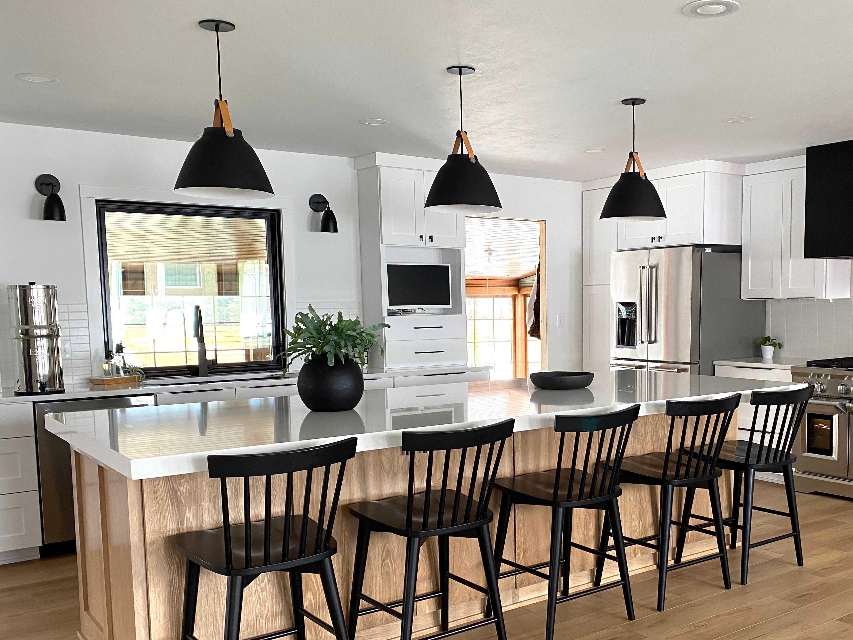 Maxim Lighting Nordic 1-Light Tan Leather Black Bell Pendant