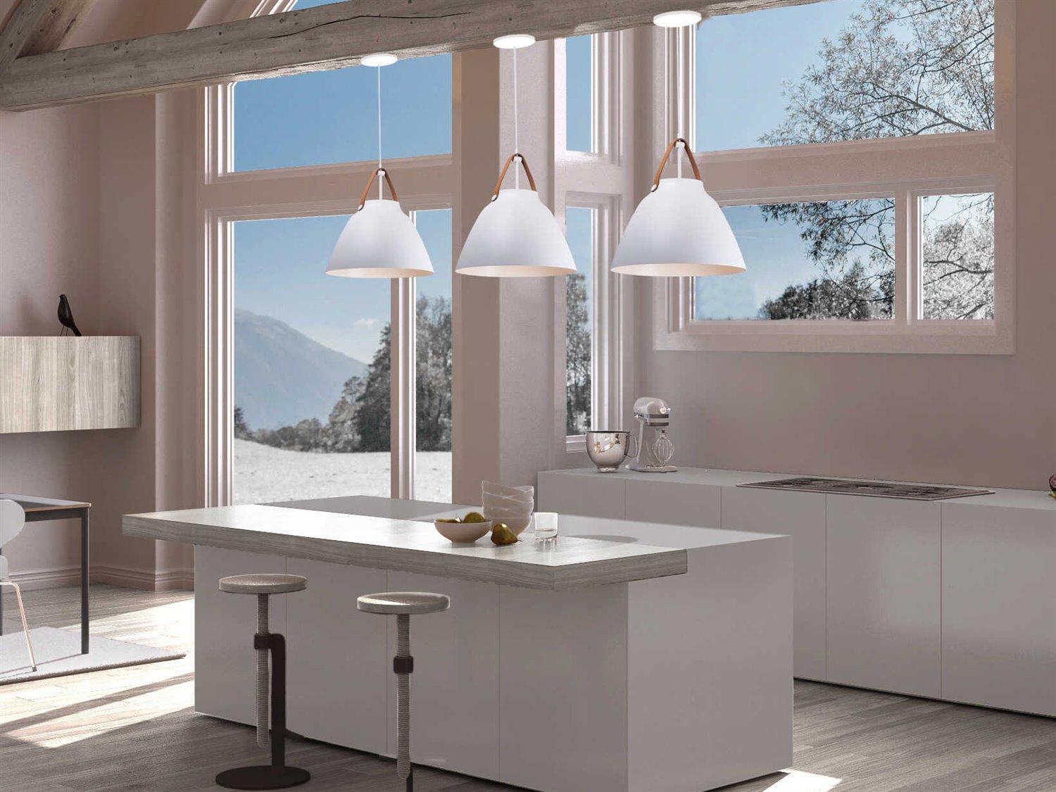 Maxim Lighting Nordic 1-Light Tan Leather White Pendant