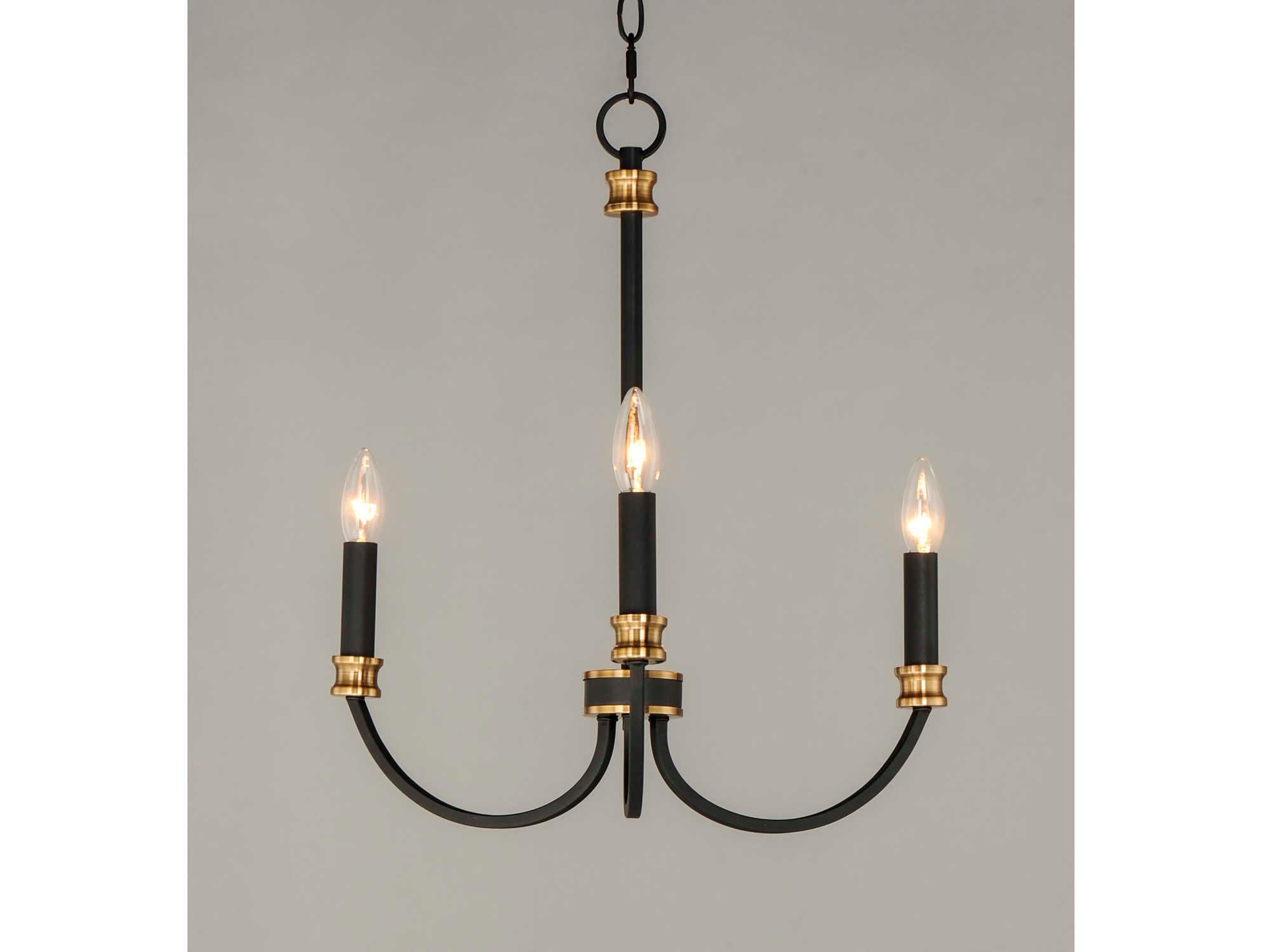 Maxim Lighting Charlton 3-Light Black Antique Brass Candelabra Chandelier