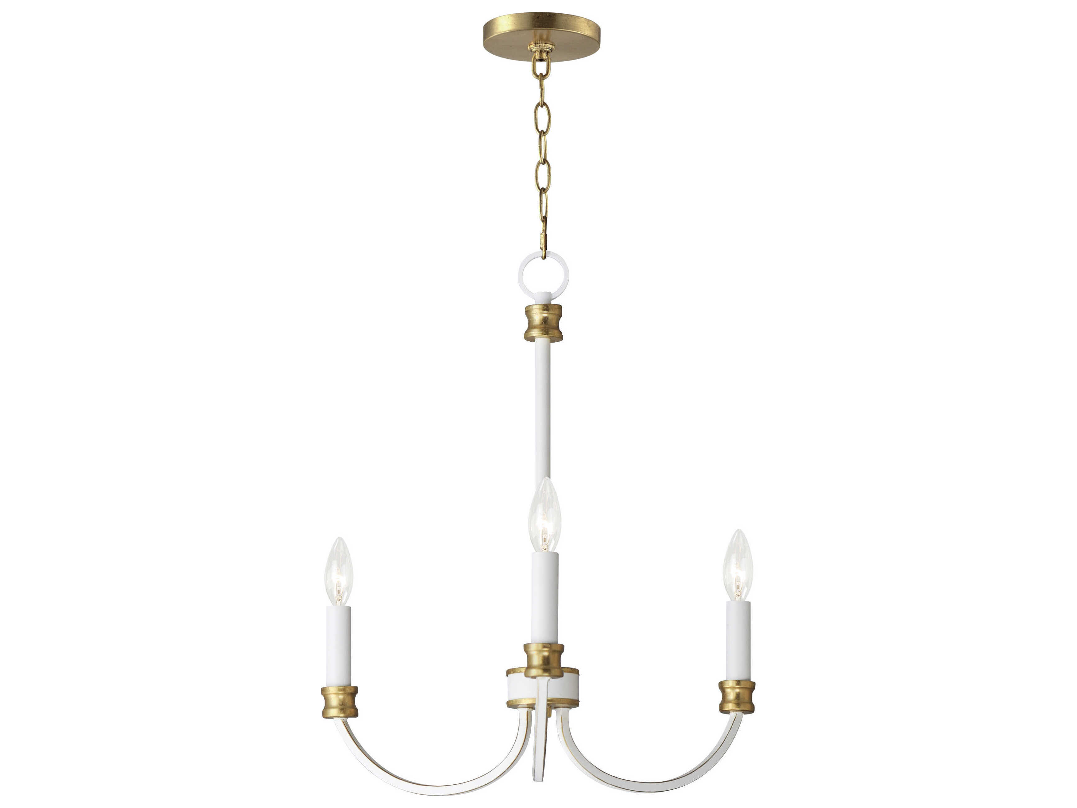 Maxim Lighting Charlton 3-Light Weathered White Gold Leaf Candelabra Chandelier
