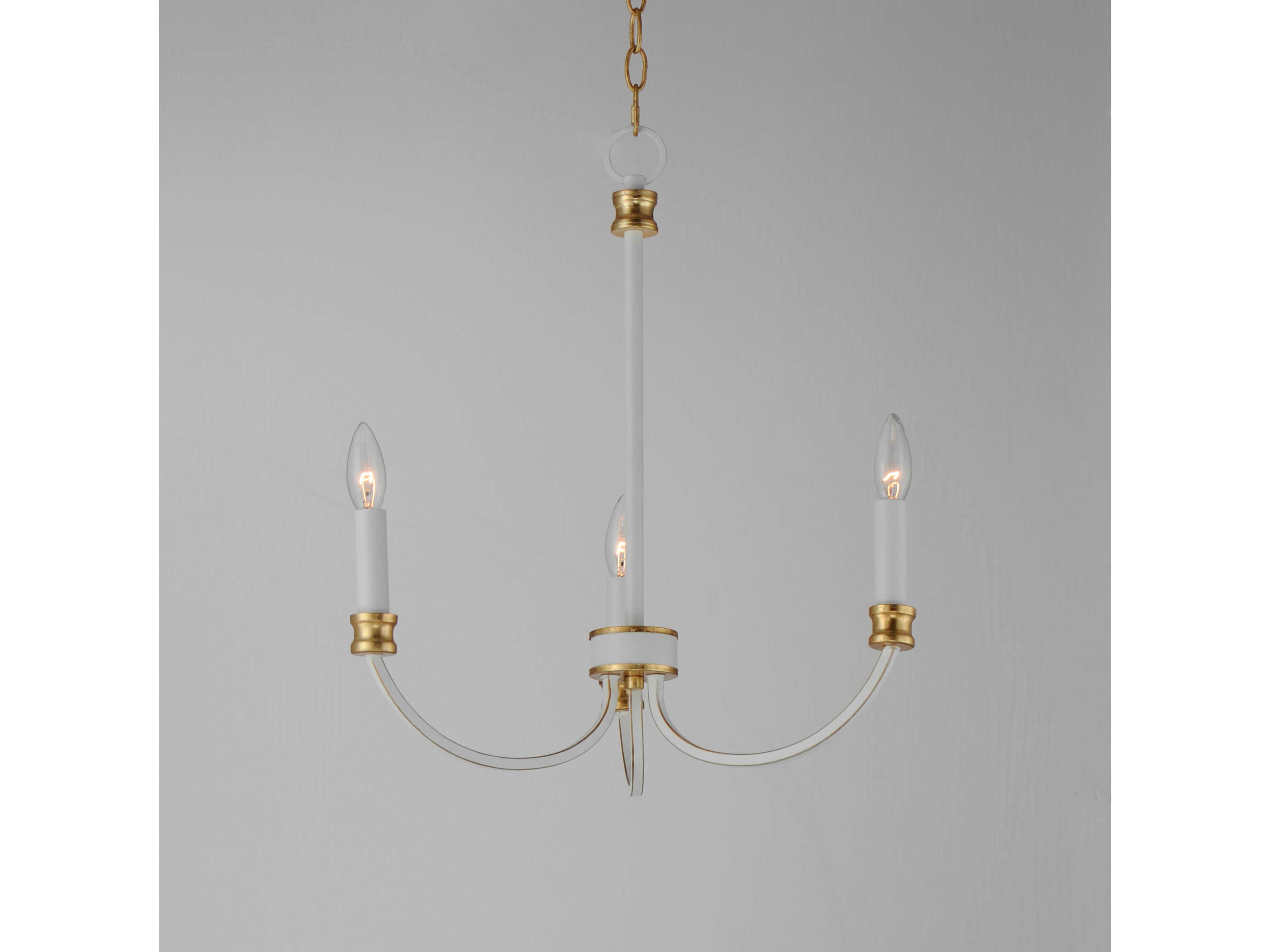 Maxim Lighting Charlton 3-Light Weathered White Gold Leaf Candelabra Chandelier