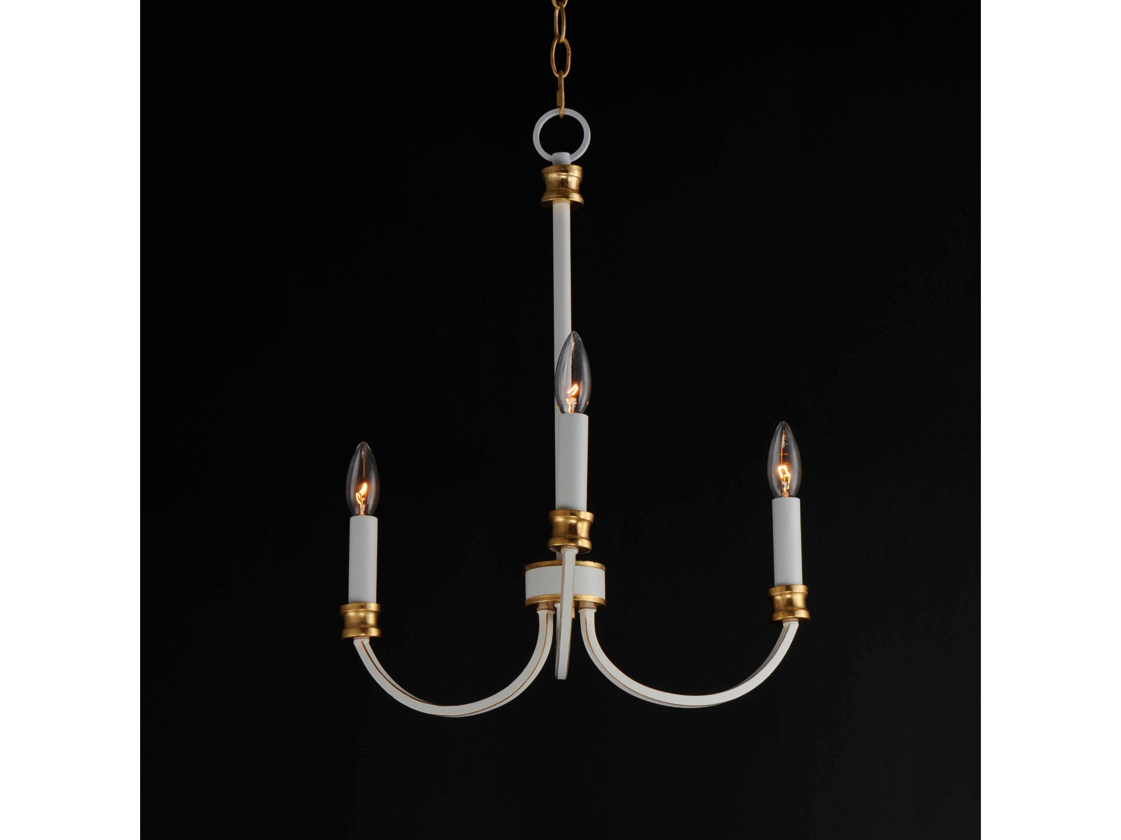Maxim Lighting Charlton 3-Light Weathered White Gold Leaf Candelabra Chandelier