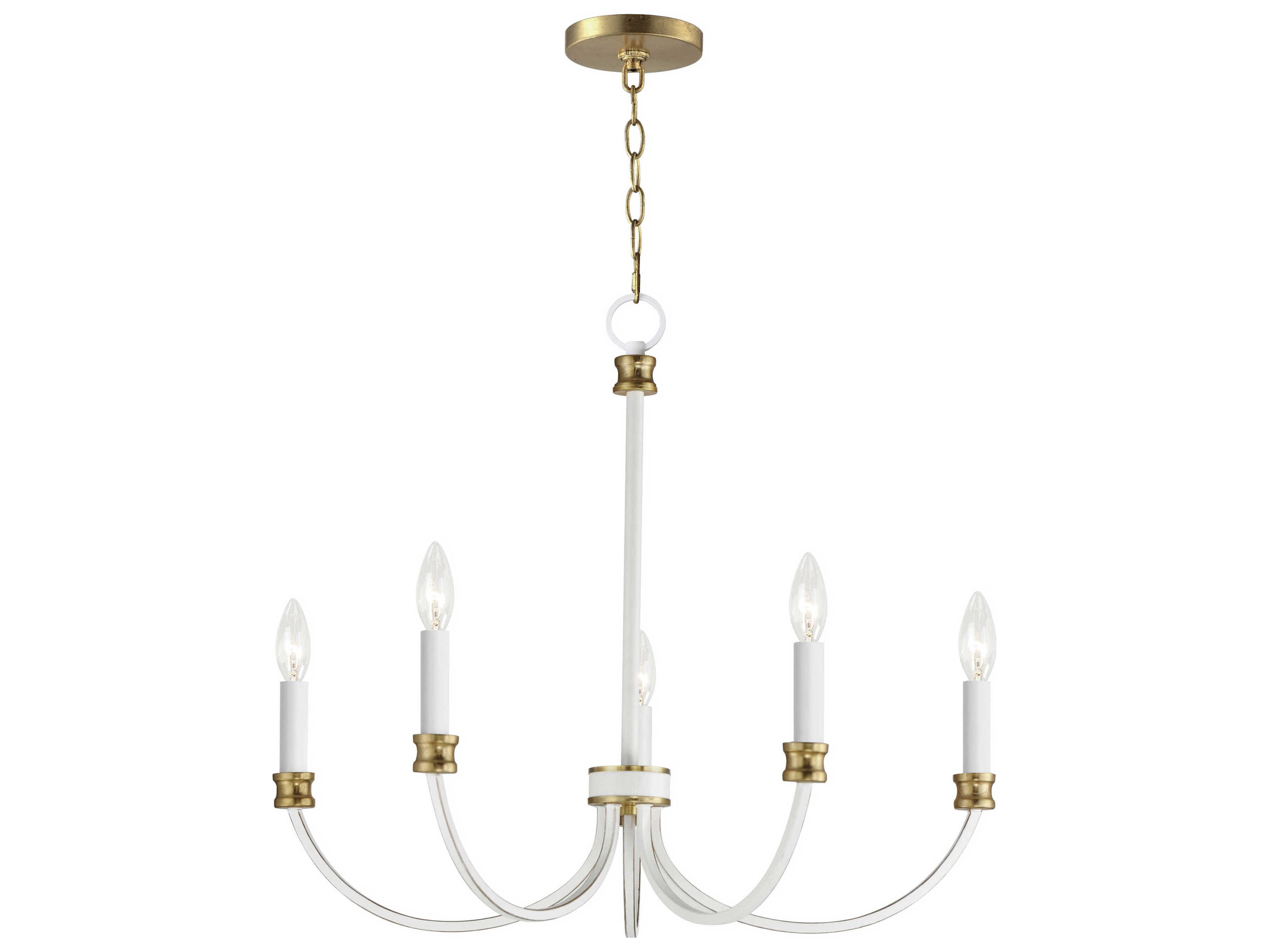 Maxim Lighting Charlton 5-Light Weathered White Gold Leaf Candelabra Chandelier
