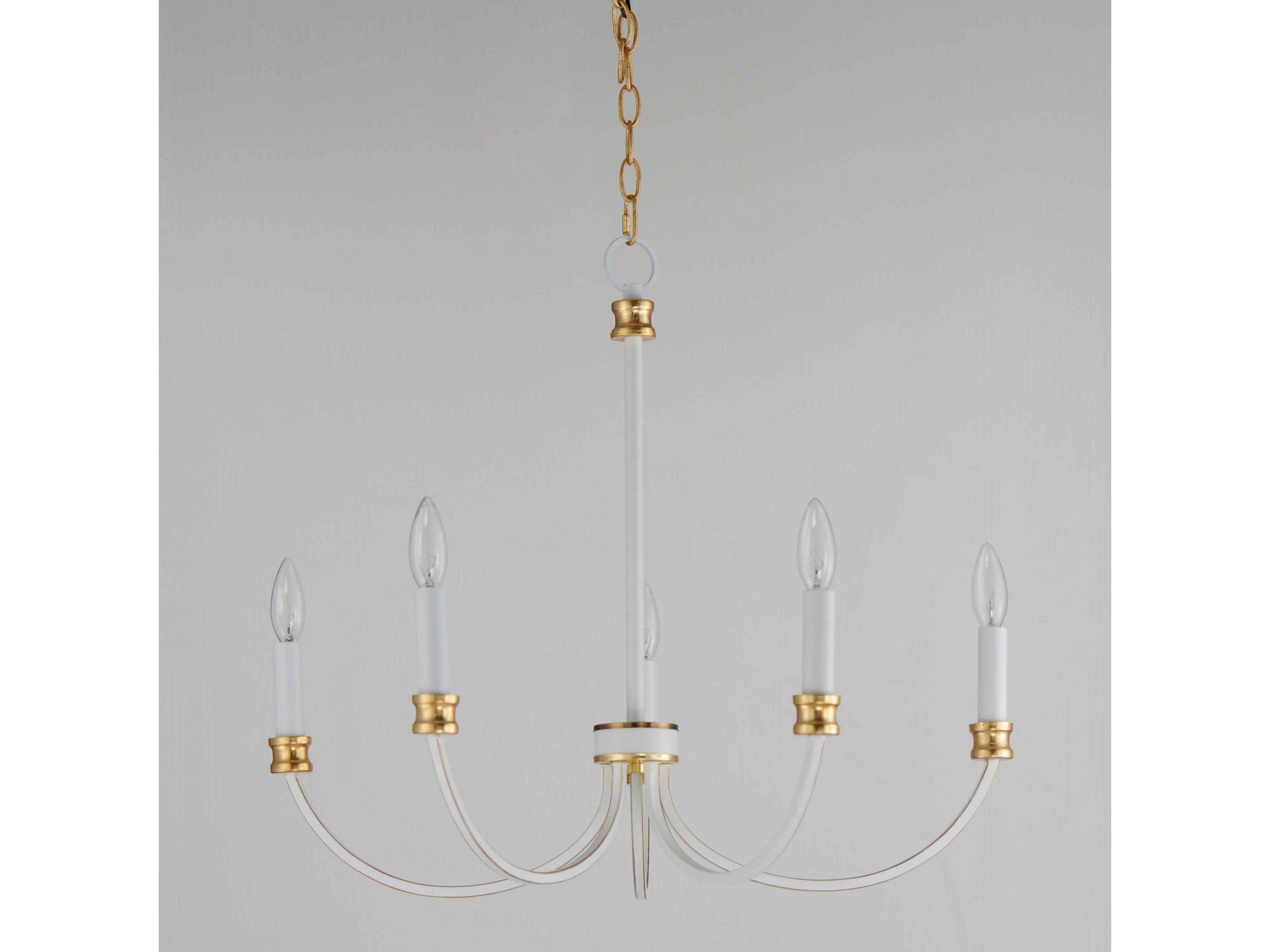 Maxim Lighting Charlton 5-Light Weathered White Gold Leaf Candelabra Chandelier